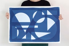 Futurist Geometric Shapes, Triangles and Circles, White and Blue Transparencies