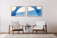 Geometric Astronomy, Minimalist Monotype Cyanotype in Blue Tones, Maths on Art