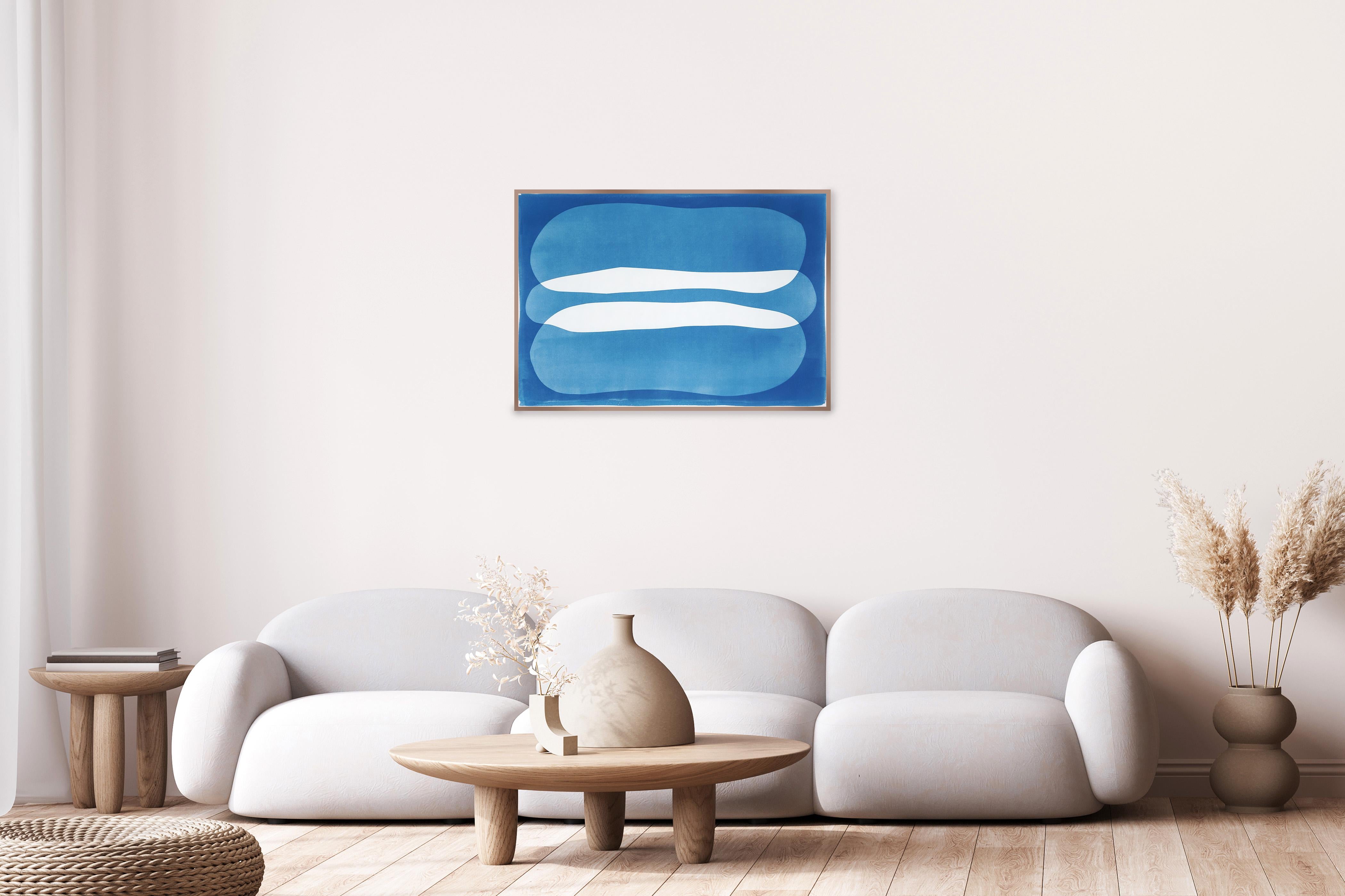 Grand Canyon River, organischer Minimalismus, sanfte blaue Cyanotypie, abstrakte Landschaft im Angebot 1