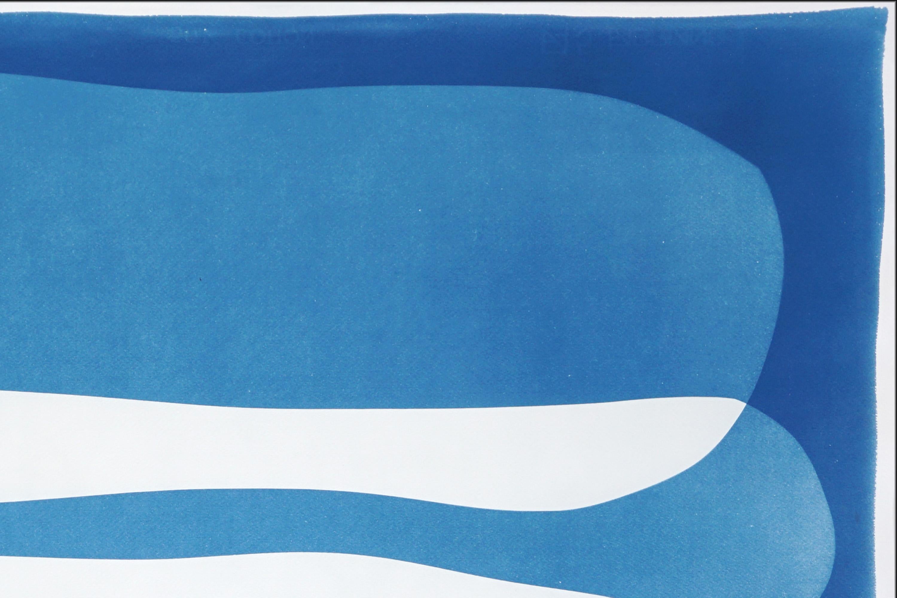 Grand Canyon River, organischer Minimalismus, sanfte blaue Cyanotypie, abstrakte Landschaft im Angebot 2