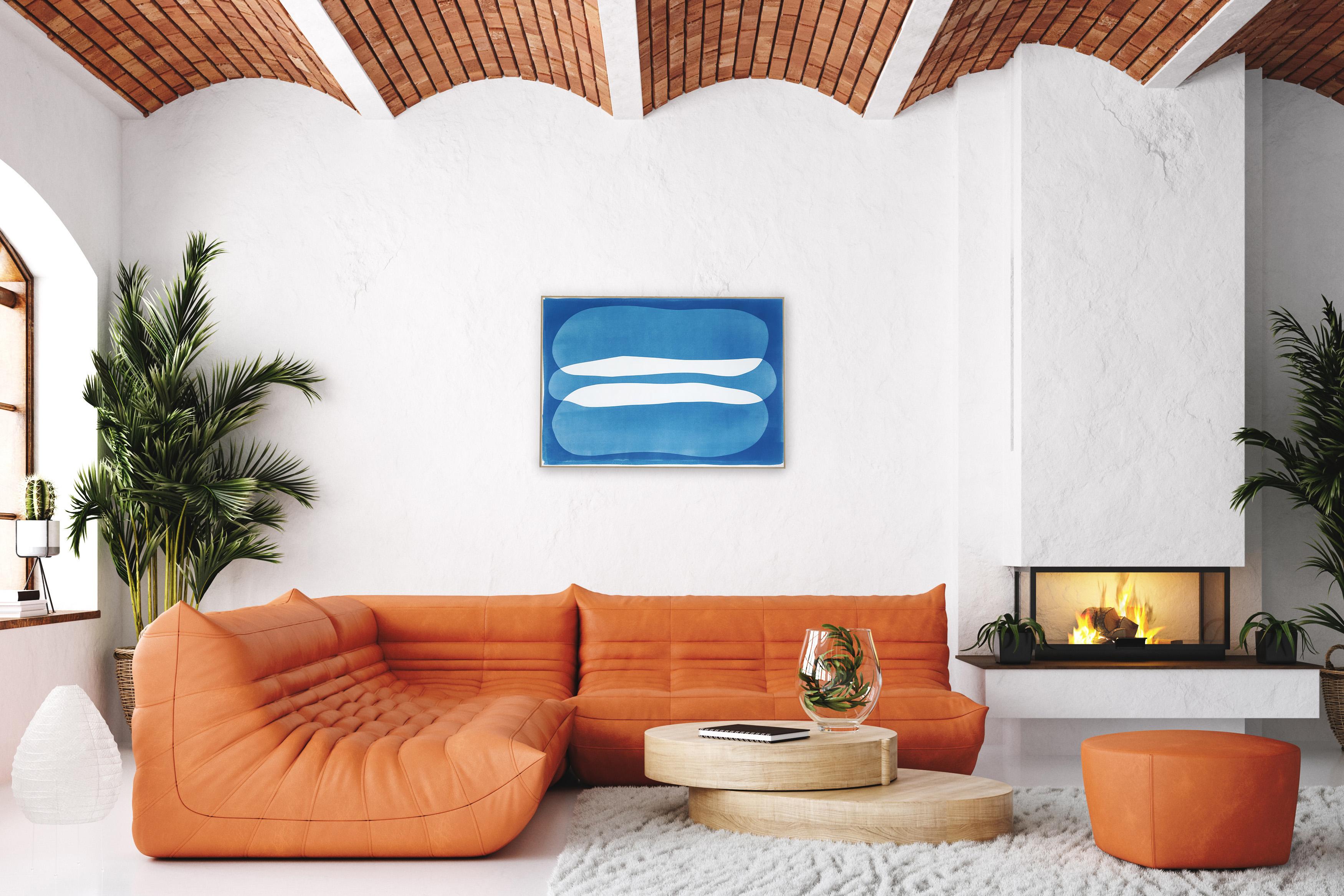 Grand Canyon River, organischer Minimalismus, sanfte blaue Cyanotypie, abstrakte Landschaft im Angebot 3