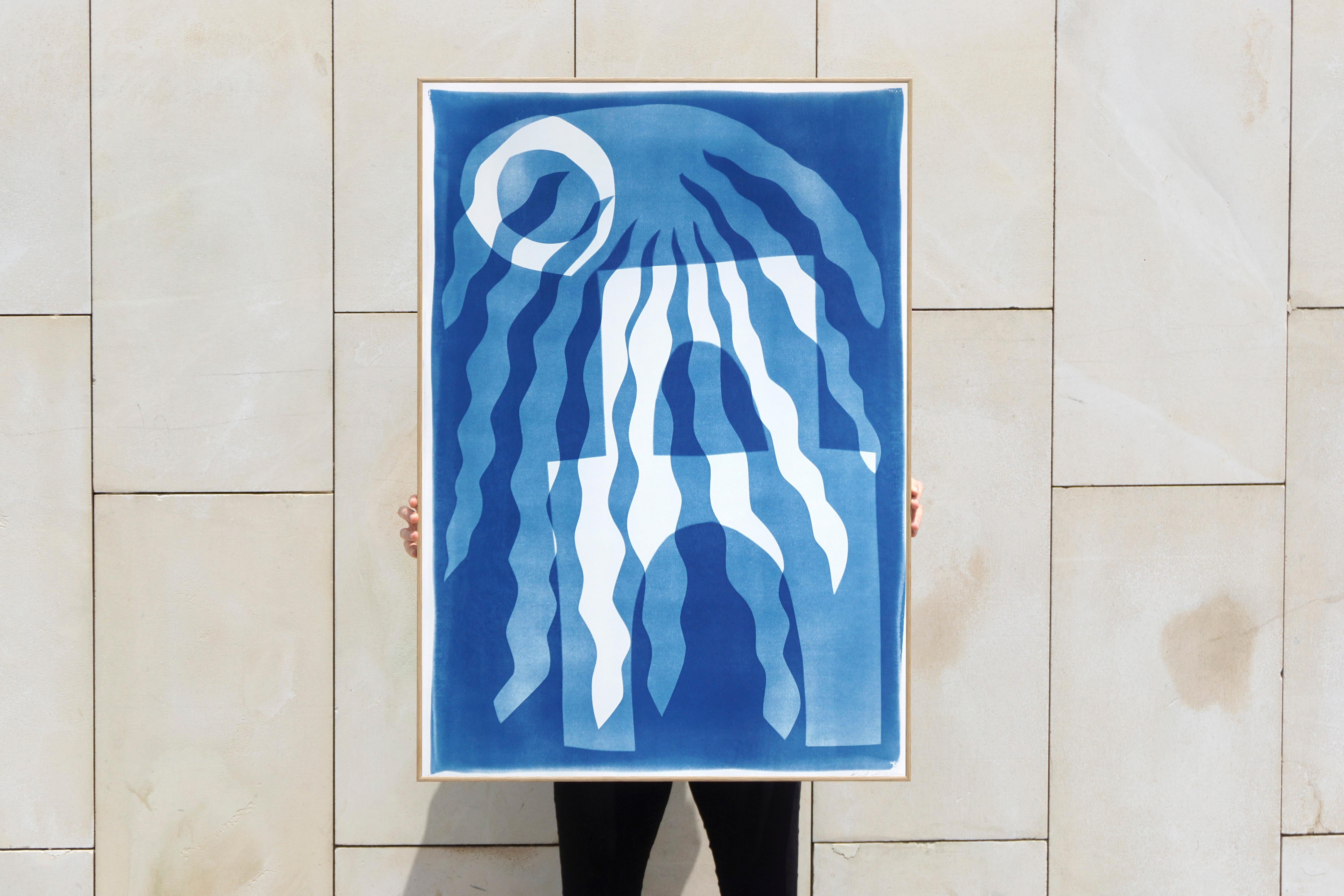 Hogar lejos de casa, Arquitectura Modernista del Desierto, Cianotipia en tonos azules, Papel - Print de Kind of Cyan