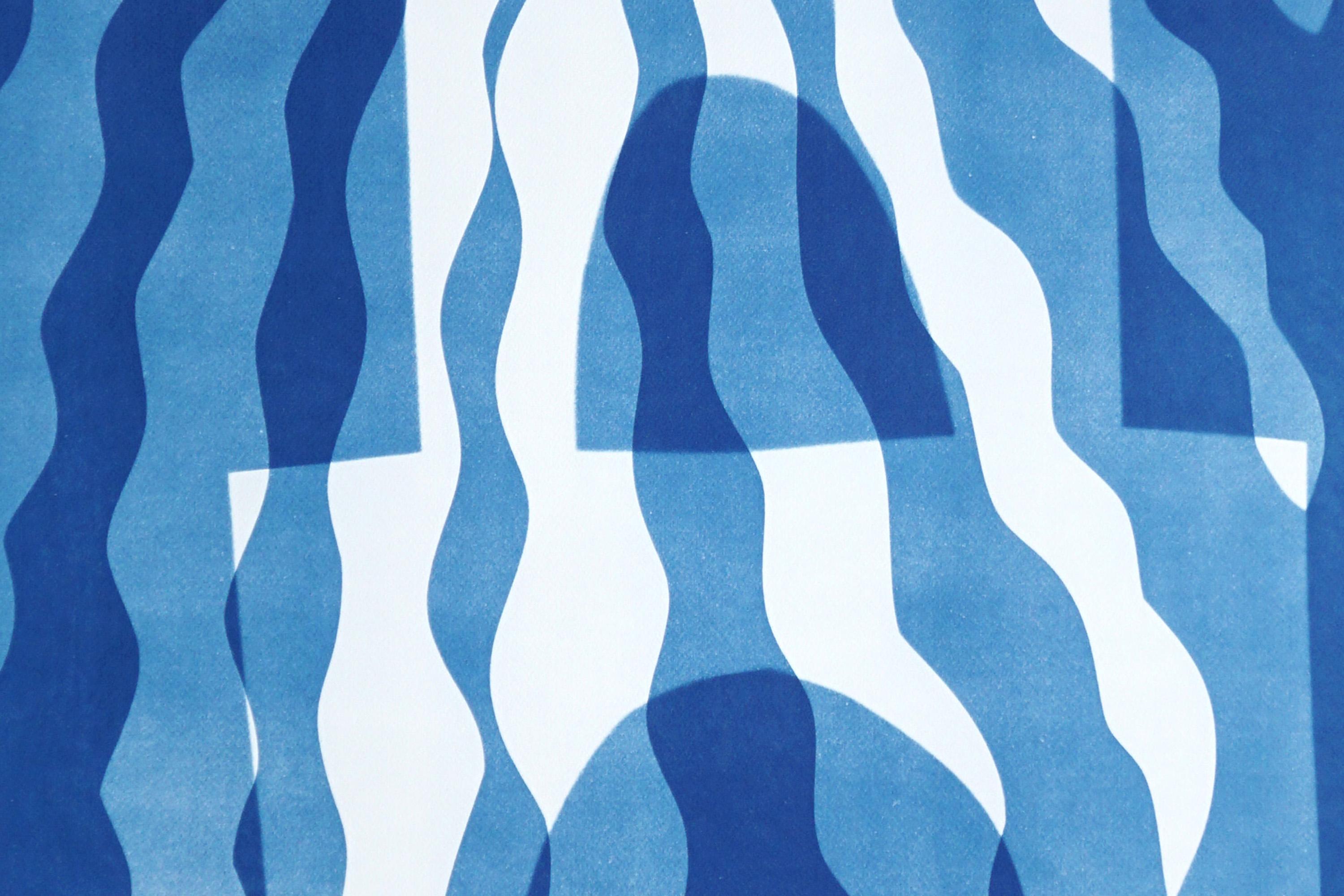 Hogar lejos de casa, Arquitectura Modernista del Desierto, Cianotipia en tonos azules, Papel - Print Naturalista de Kind of Cyan