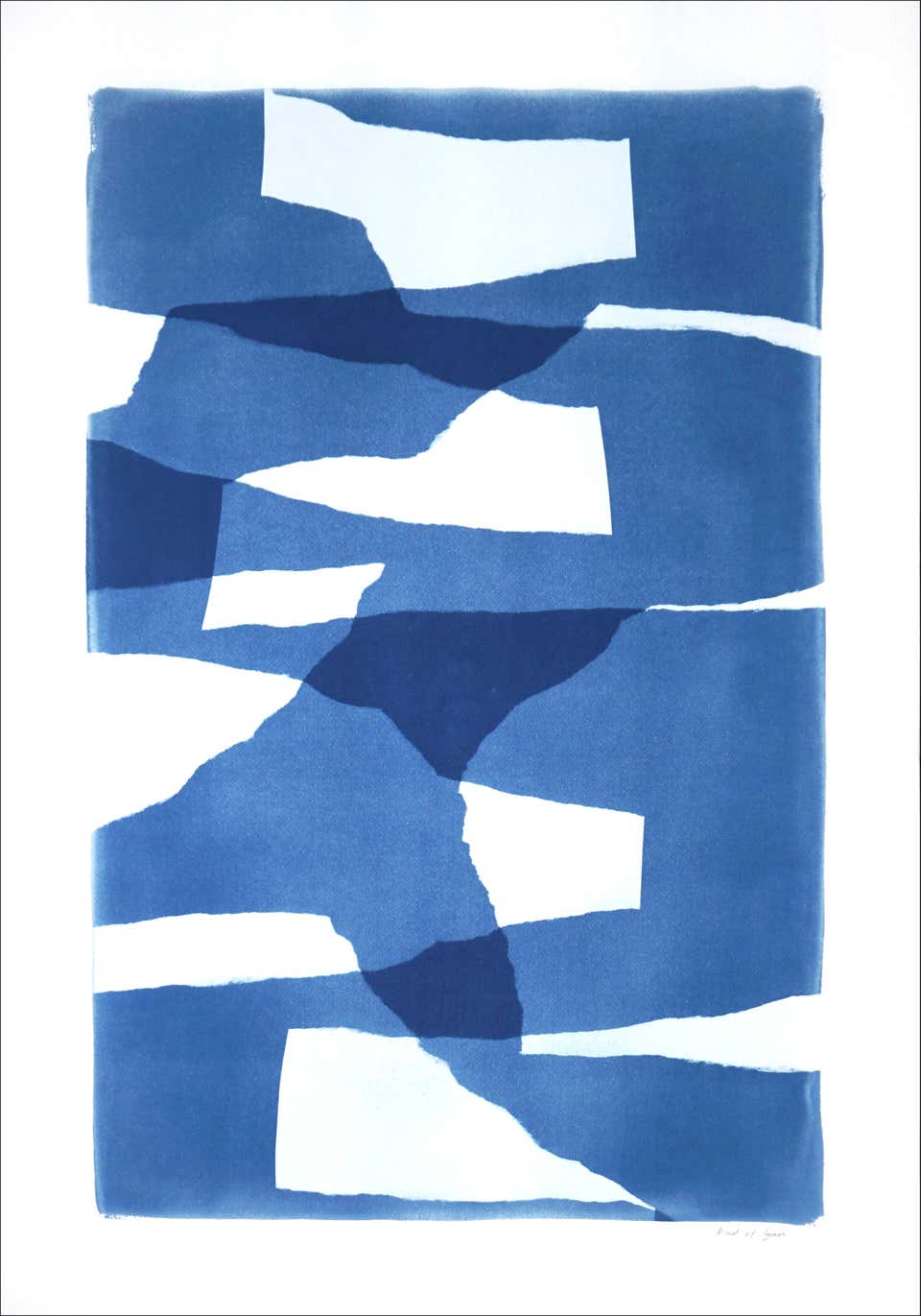 Kind of Cyan - Layered Torn Paper, White and Blue Unique Print ...