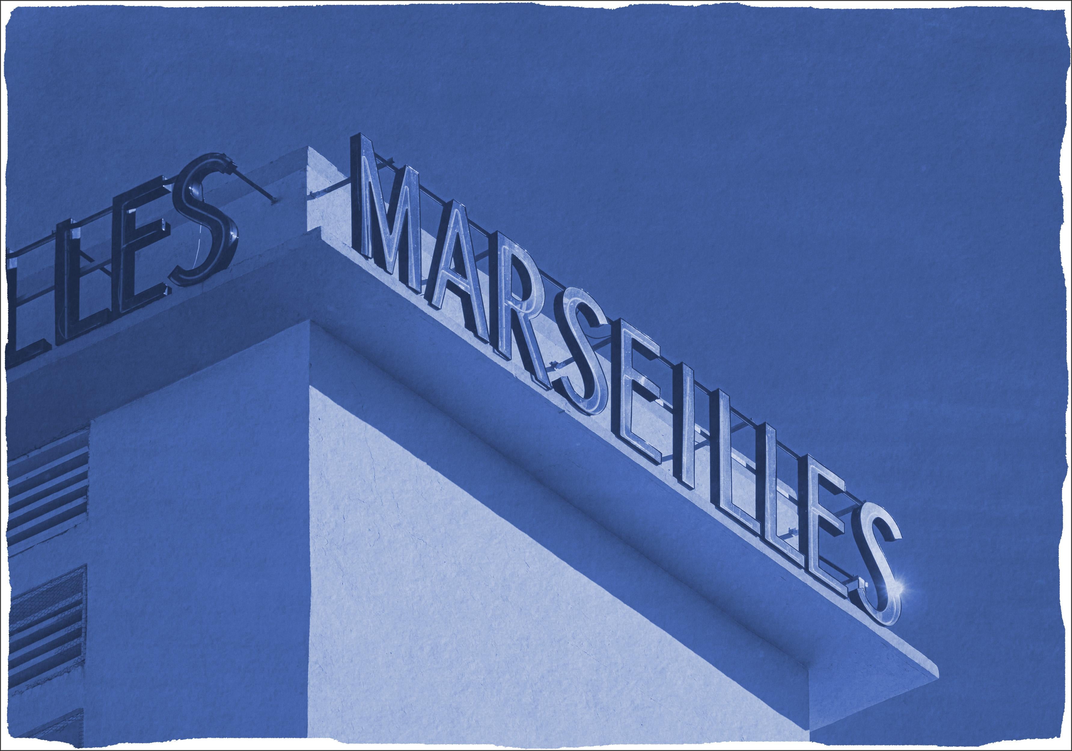 Lettering of Miami Buildings Typography, Les Marseilles, Handmade Blueprint 2021
