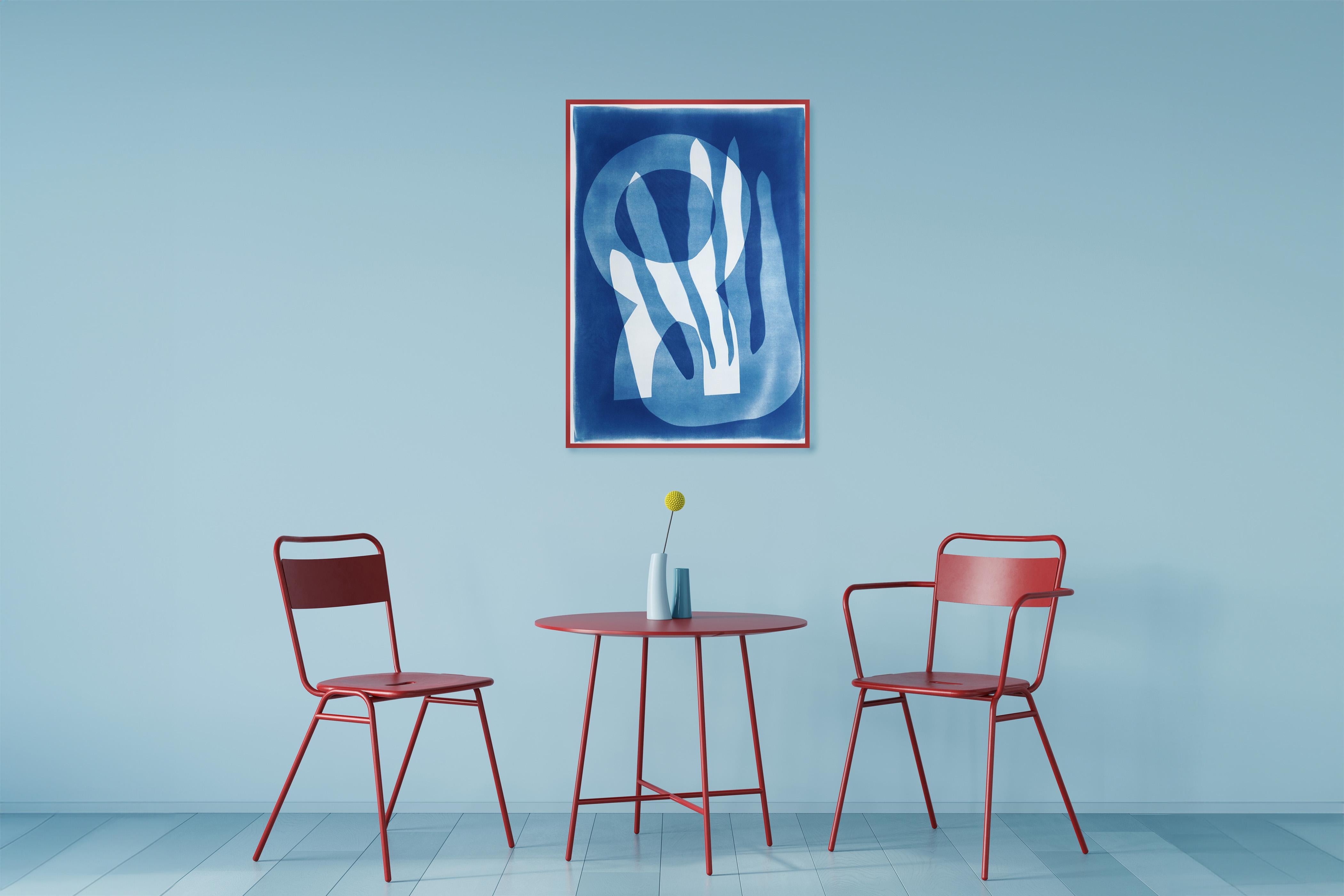 Fauna marina, Blu e bianco, Forme audaci, Elemento figurativo del paesaggio marino, Carta - Print di Kind of Cyan