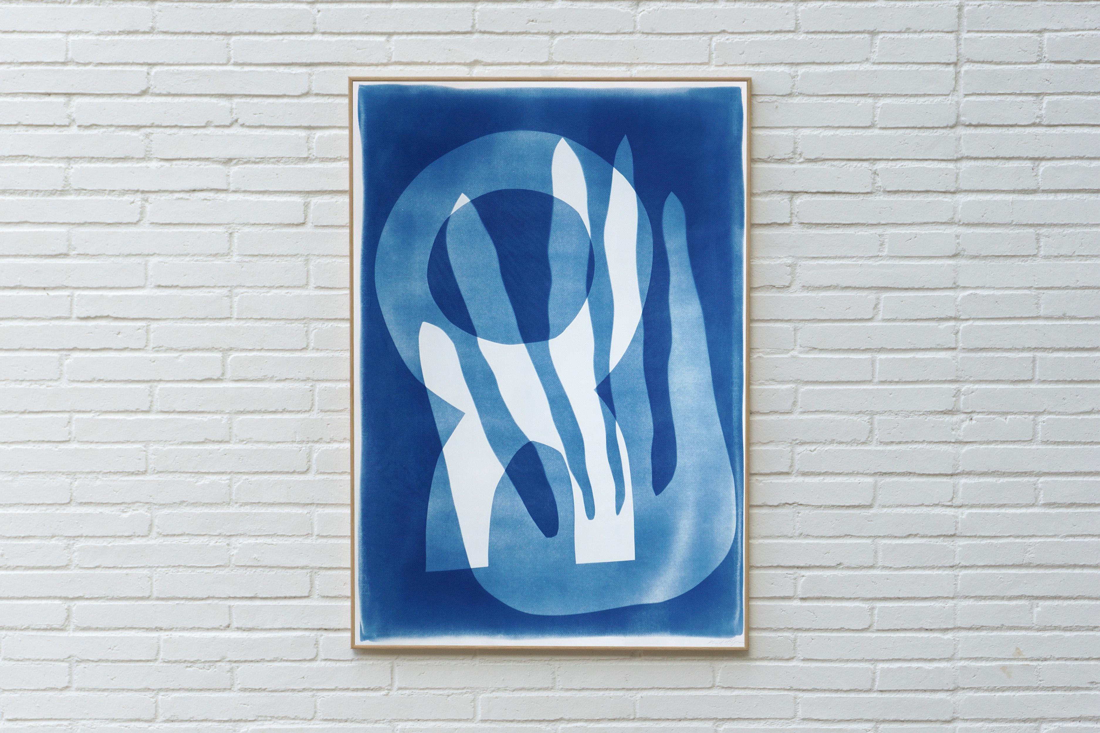 Fauna marina, Blu e bianco, Forme audaci, Elemento figurativo del paesaggio marino, Carta - Print Astrattismo geometrico di Kind of Cyan