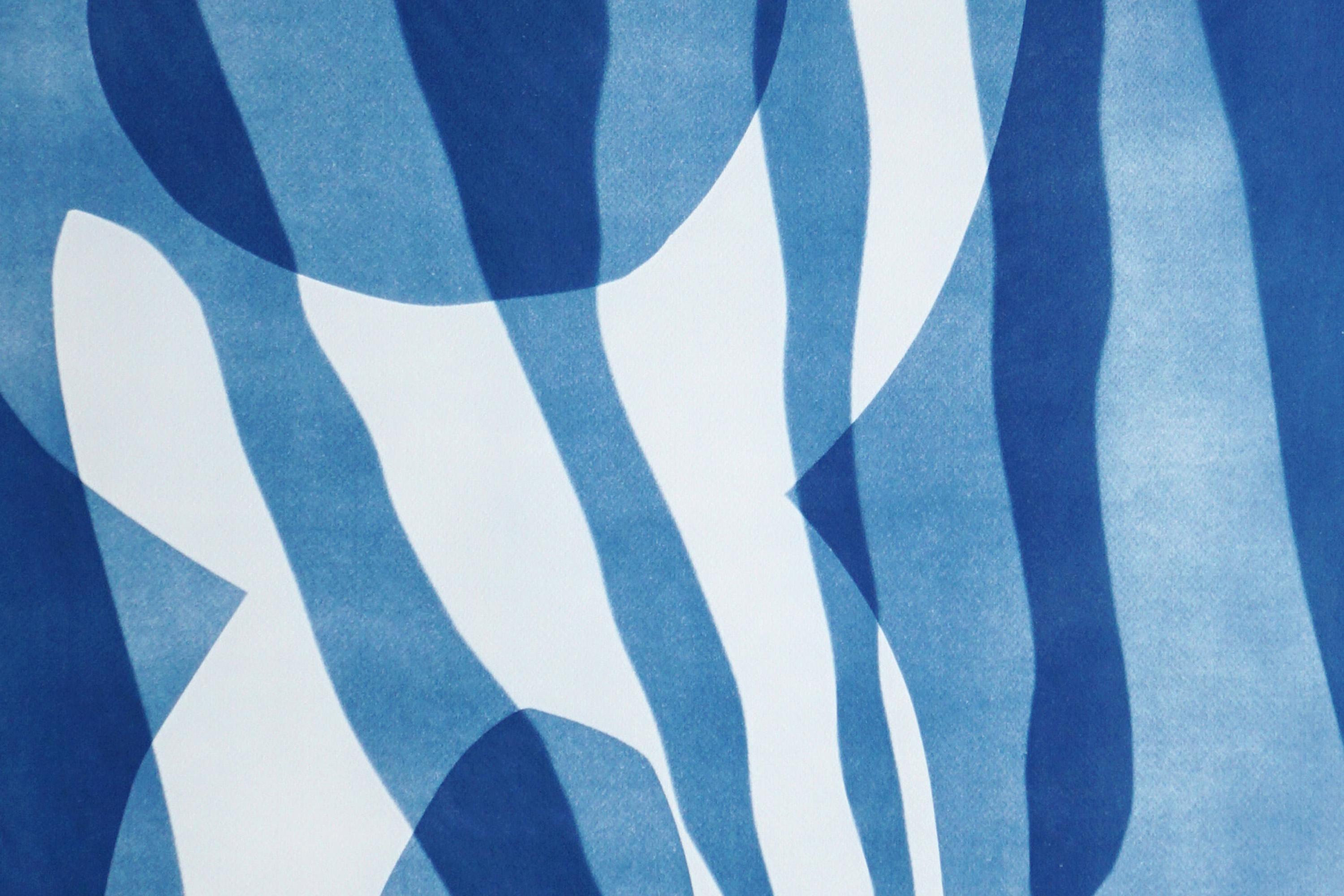 Fauna marina, Blu e bianco, Forme audaci, Elemento figurativo del paesaggio marino, Carta in vendita 2