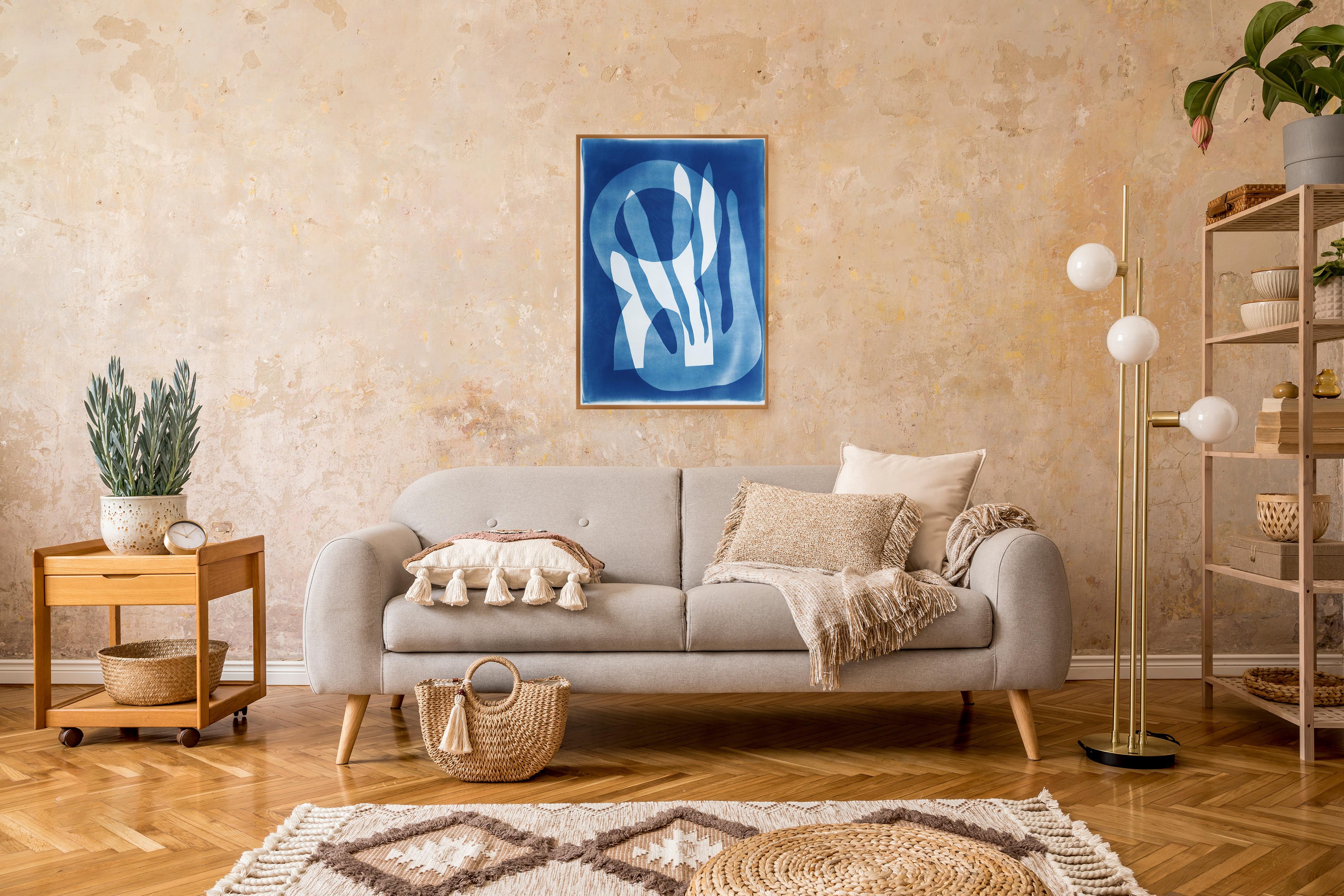 Fauna marina, Blu e bianco, Forme audaci, Elemento figurativo del paesaggio marino, Carta in vendita 3
