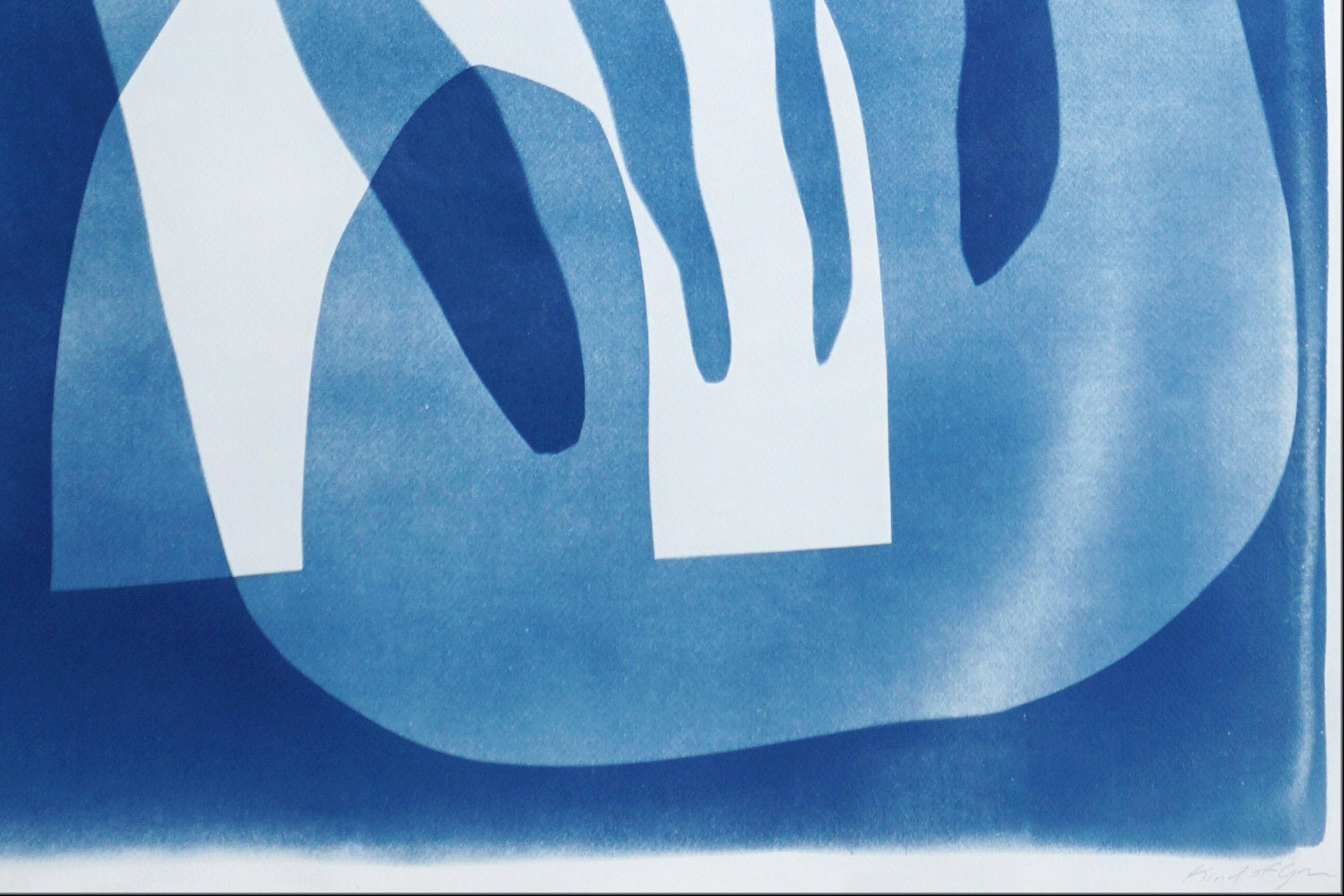 Fauna marina, Blu e bianco, Forme audaci, Elemento figurativo del paesaggio marino, Carta in vendita 4