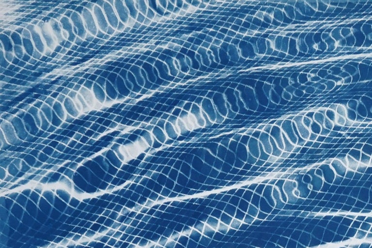 Miami Art Deco Pool Blue Cyanotype, Watercolor Paper, 100x70cm, Limited Edition  For Sale 2