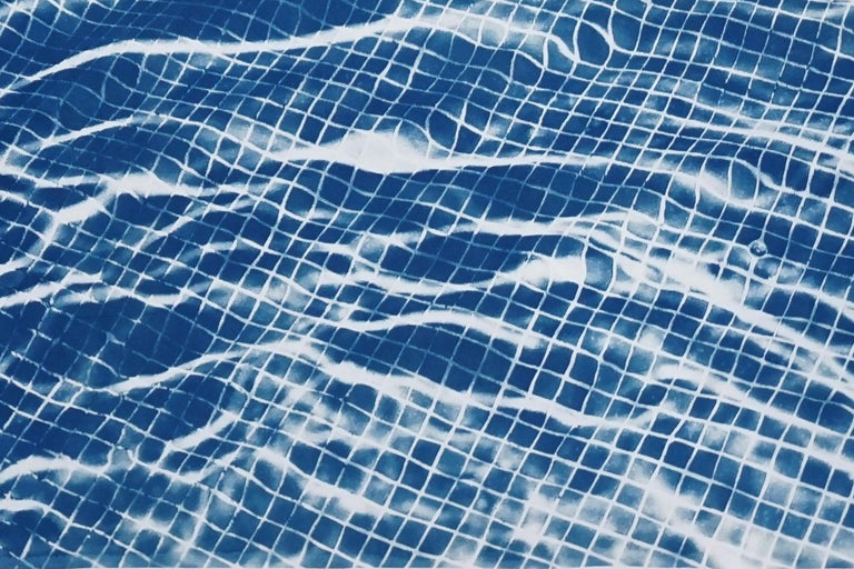 Miami Art Deco Pool Blue Cyanotype, Watercolor Paper, 100x70cm, Limited Edition  For Sale 3