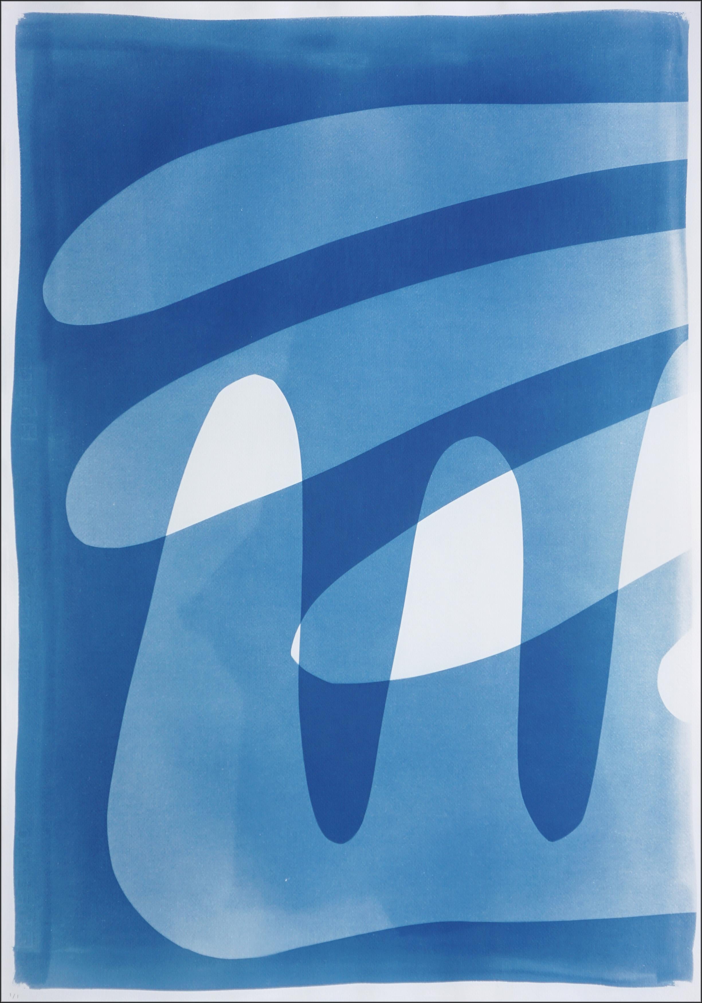 Lluvia en la montaña, Palm Springs modernista, Gran díptico de cianotipos sobre papel, 2025 - Abstract Photograph Azul de Kind of Cyan