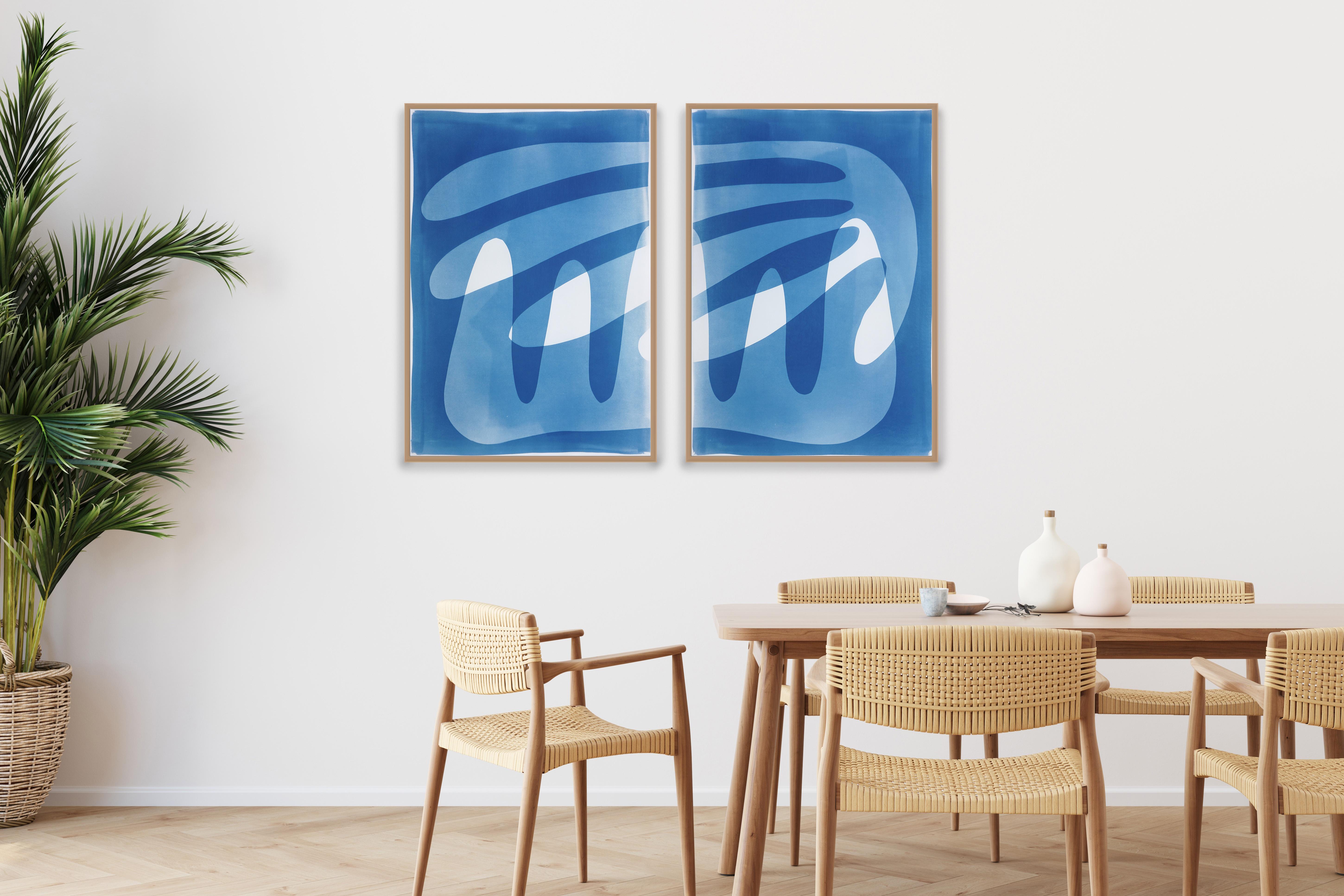 Lluvia en la montaña, Palm Springs modernista, Gran díptico de cianotipos sobre papel, 2025 en venta 3
