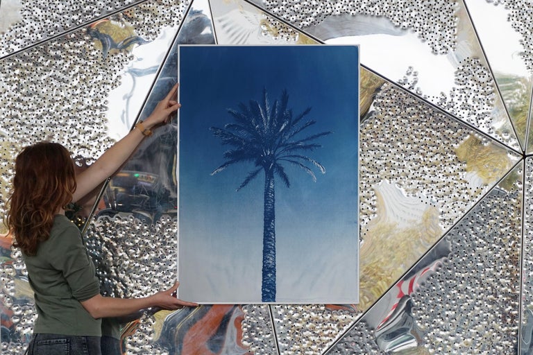 Nile River Palm, Botanical Cyanotype on Watercolor Paper, Desert Palm, Tropical For Sale 5