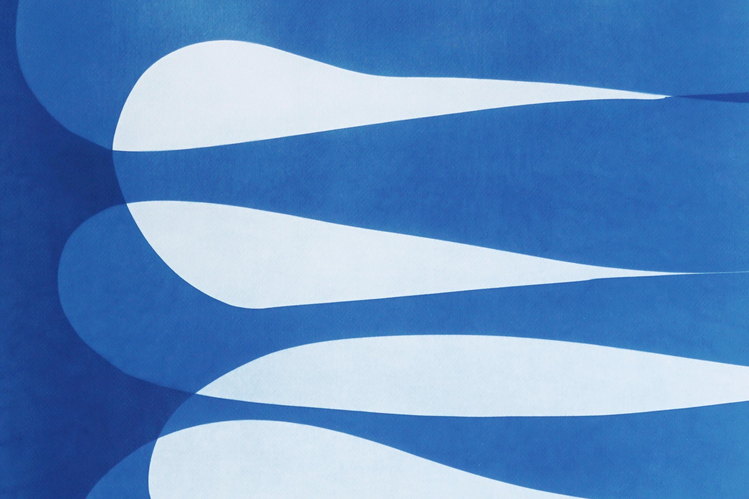 Siete Mares, Díptico Abstracción Orgánica, Cianotipo Monotipo Único Azul Añil en venta 4