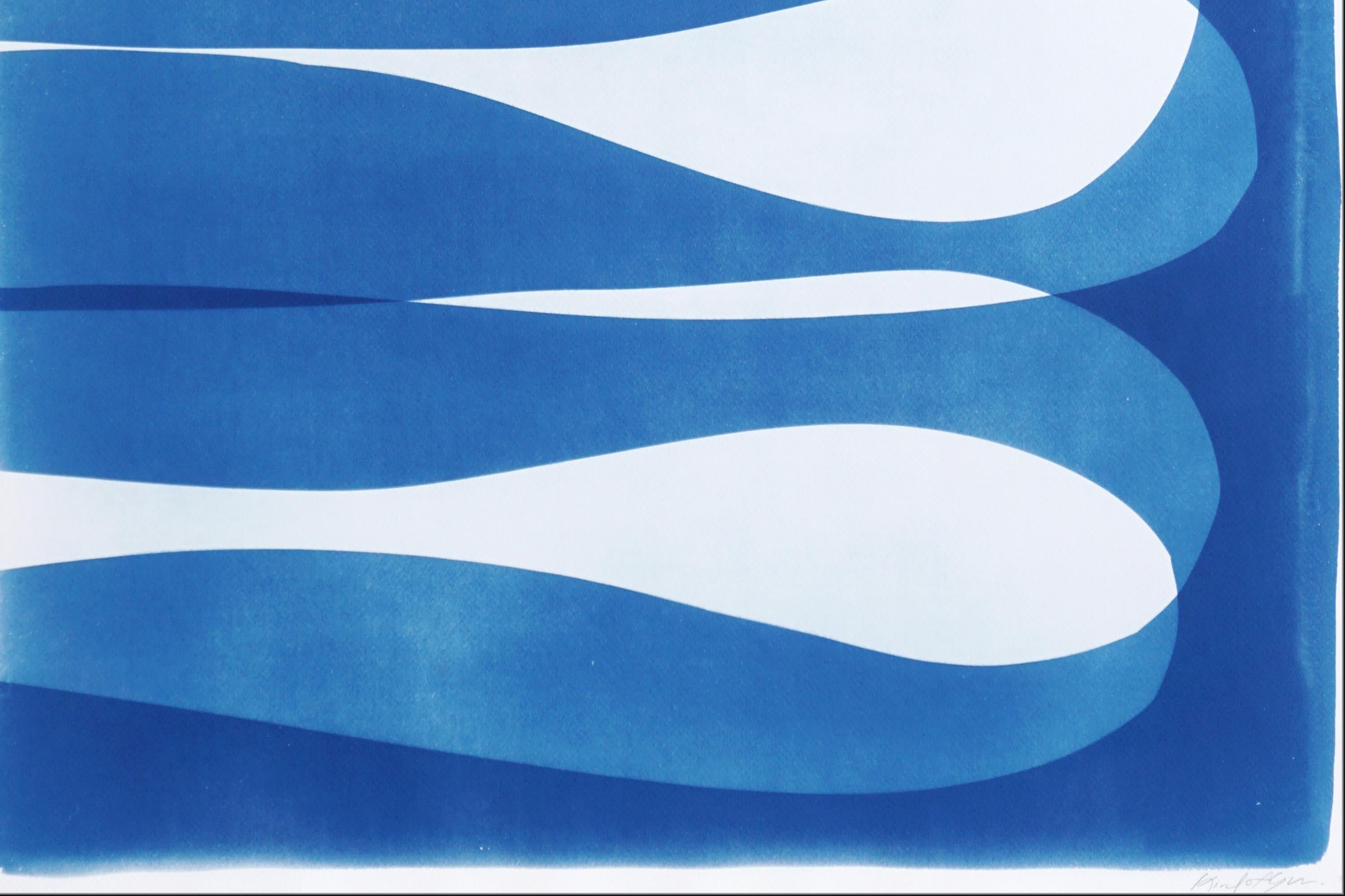 Siete Mares, Díptico Abstracción Orgánica, Cianotipo Monotipo Único Azul Añil en venta 5