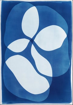 Skipping Stones, White and Blue Abstract Modern Shapes, Transparencies, Curves