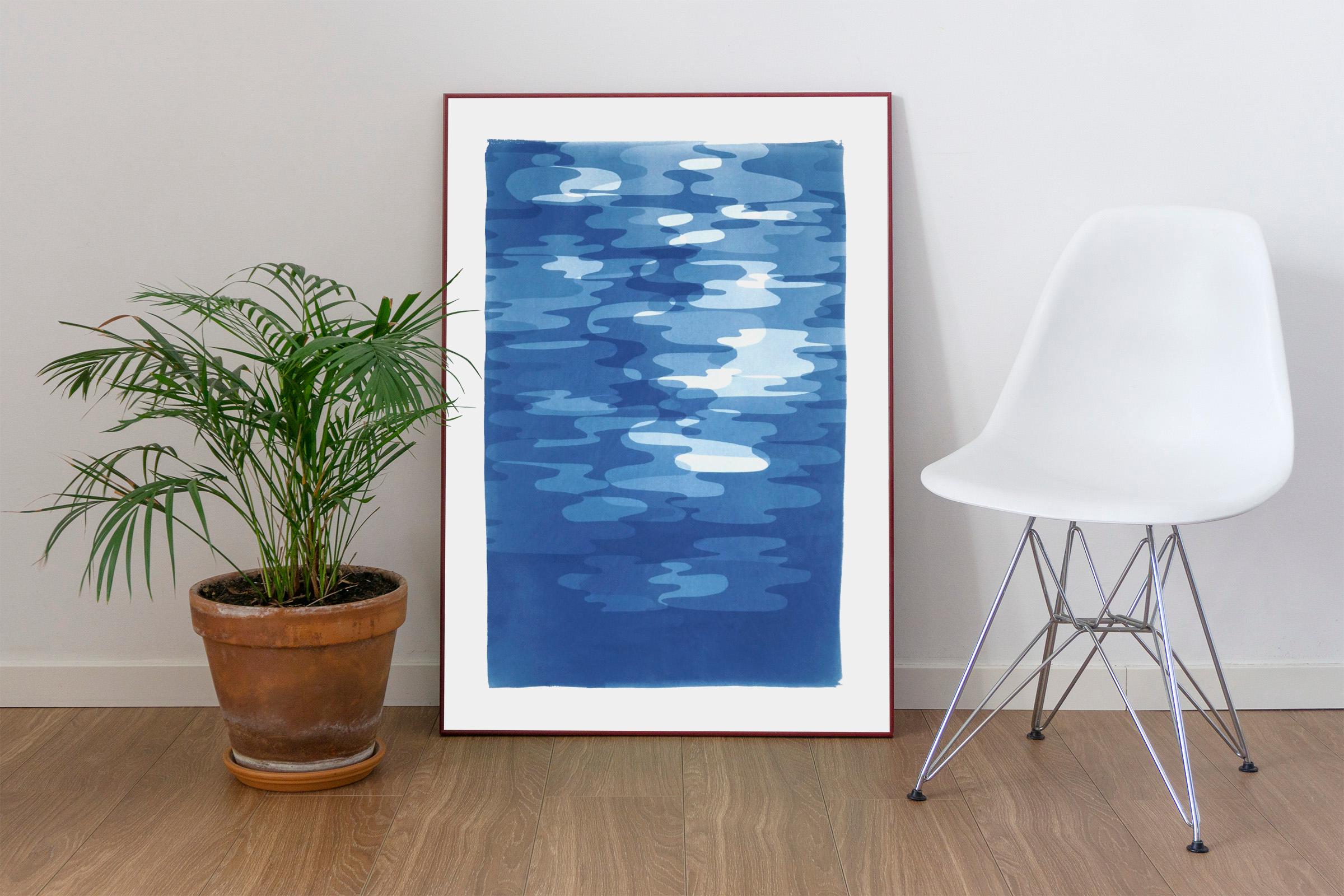 This is an exclusive handprinted unique cyanotype that takes its inspiration from the mid-century modern shapes.
It's made by layering paper cutouts and different exposures using uv-light. 

Details:
+ Title: Smoke and Mirrors I
+ Year: 2021
+