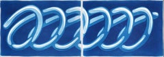 Spring I, Unique Monotype Cyanotype, Horizontal Diptych of Springy Shapes, 2025