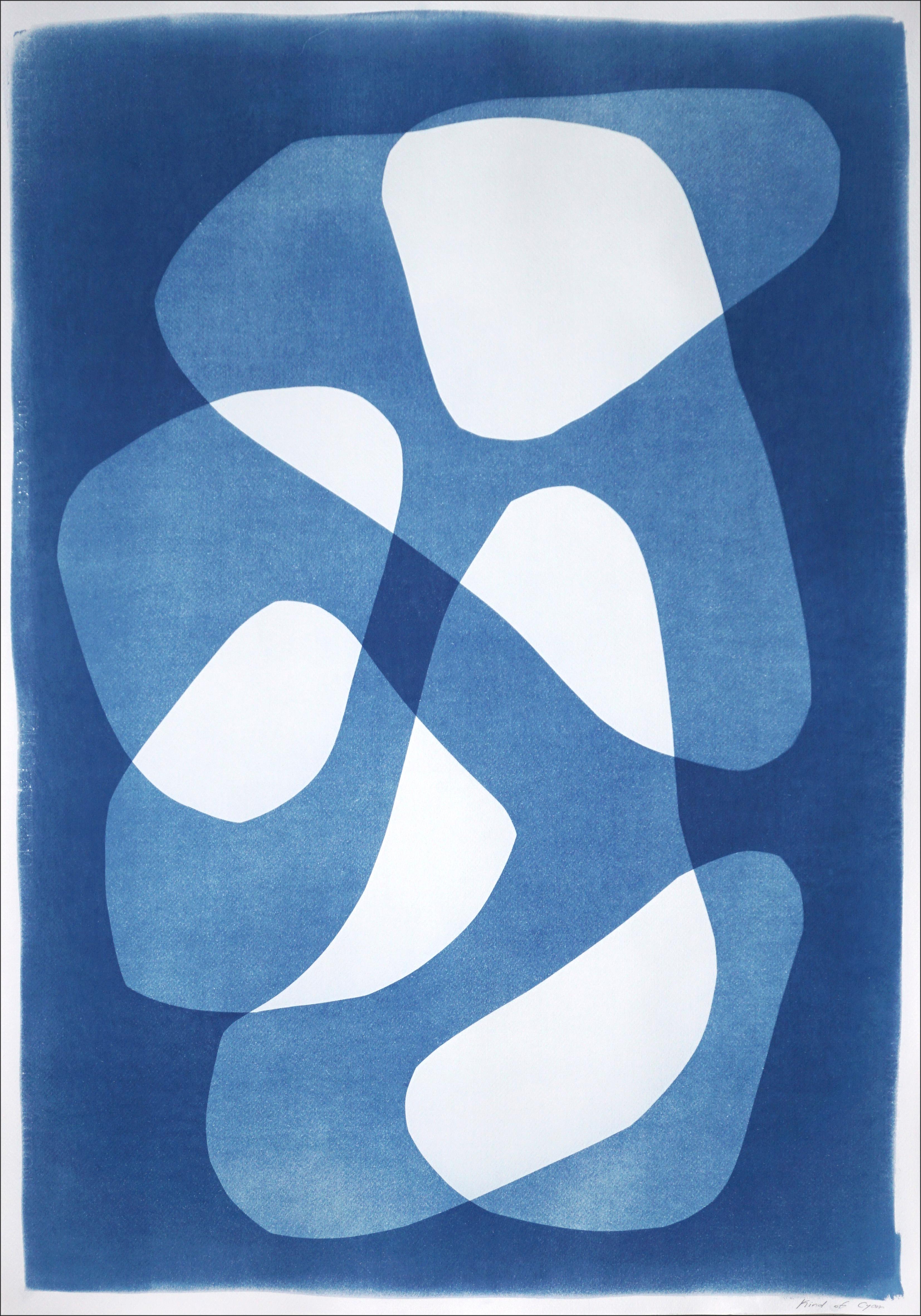 Suprematist Rocky Stack, Organic Shapes and Transparencies in Blue & White, 2022