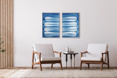 The Lake District, Infinity Elipse Blue Tones Vertical Diptych, Minimalist Style