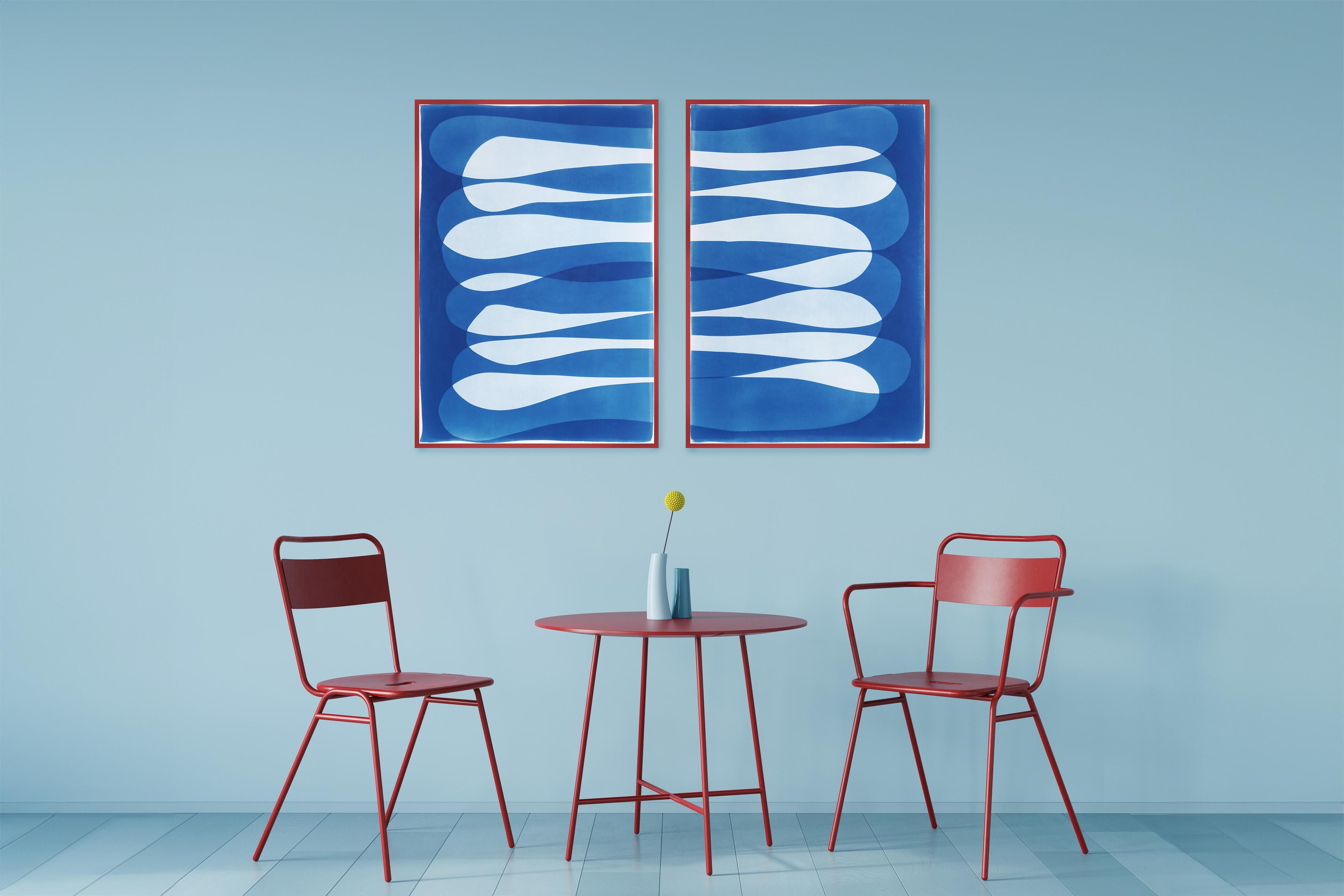 The Lake District, Unendliche Elipse Blaue Töne Vertikales Diptychon, Minimalistischer Stil im Angebot 2