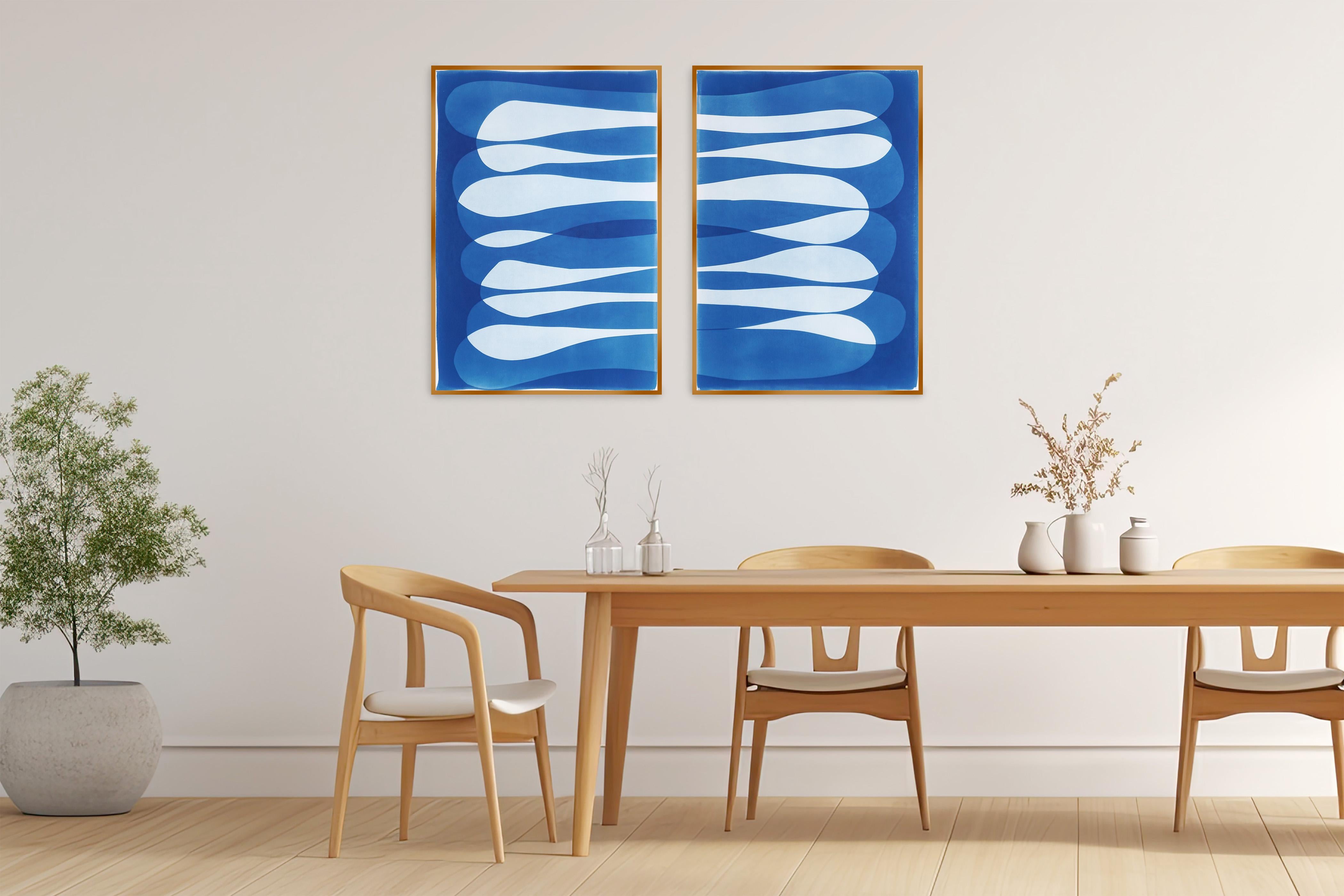 The Lake District, Unendliche Elipse Blaue Töne Vertikales Diptychon, Minimalistischer Stil im Angebot 3