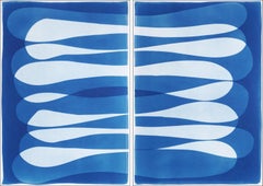 The Lake District, Infinity Elipse Blue Tones Vertical Diptych, Minimalist Style