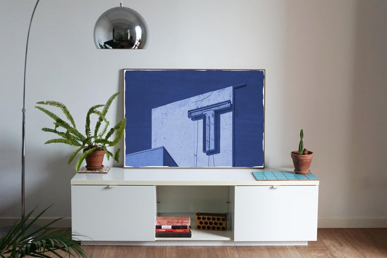The Tropical, Art Deco Architecture, Miami Vintage Hotels, Handmade Cyanotype - Print by Kind of Cyan