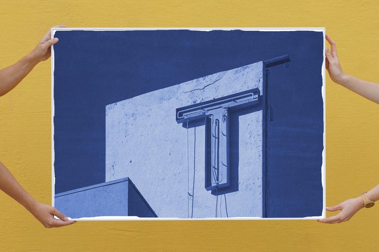 The Tropical, Art Deco Architecture, Miami Vintage Hotels, Handmade Cyanotype For Sale 1