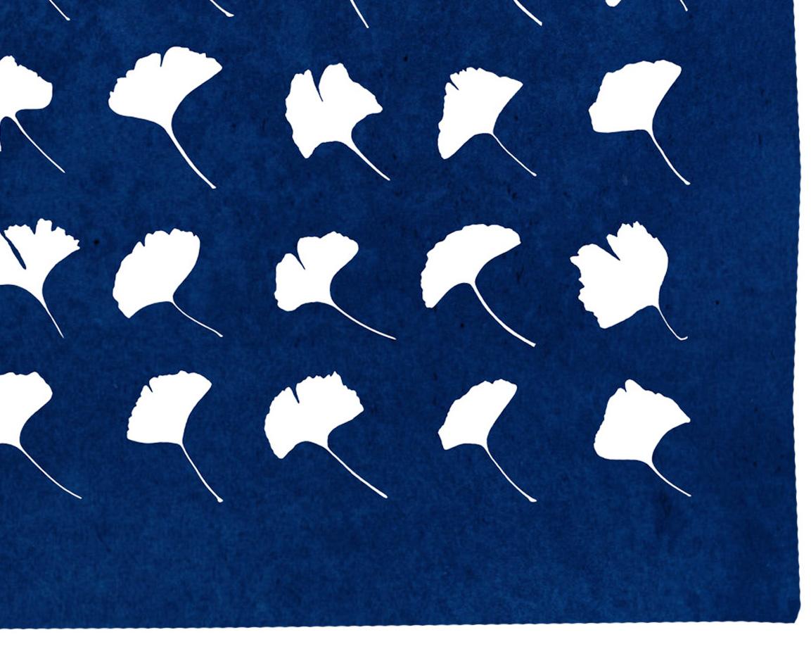 This is an exclusive handprinted limited edition cyanotype.

Details:
+ Title: Gingko Leaf Implosion
+ Year: 2022
+ Edition Size: 100
+ Stamped and Certificate of Authenticity provided
+ Measurements : 70x100 cm (28x 40 in.), a standard frame size
+