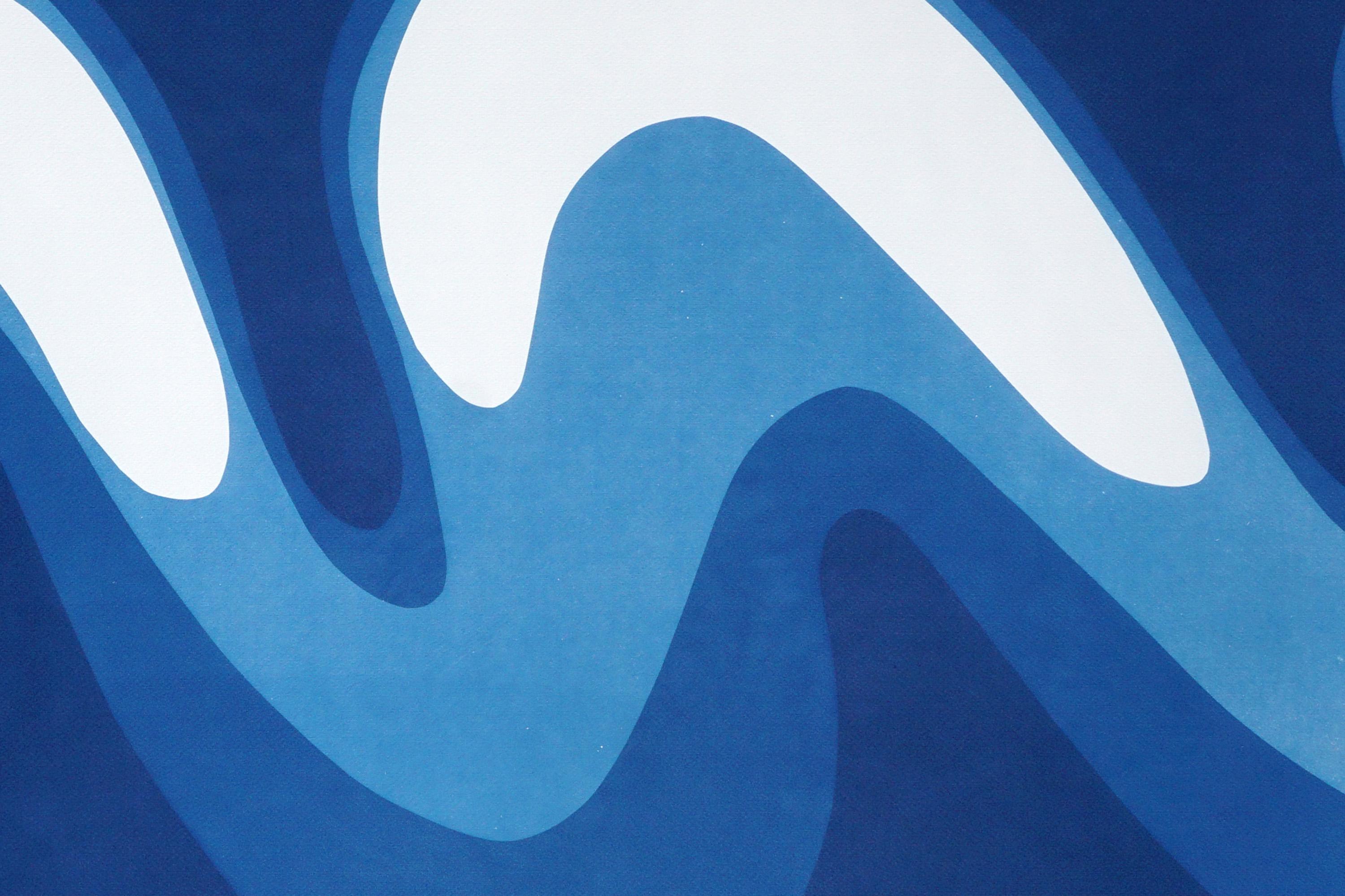 Wave III, Einzigartige Monotypie Zyanotypie, horizontales Diptychon von im Angebot 3