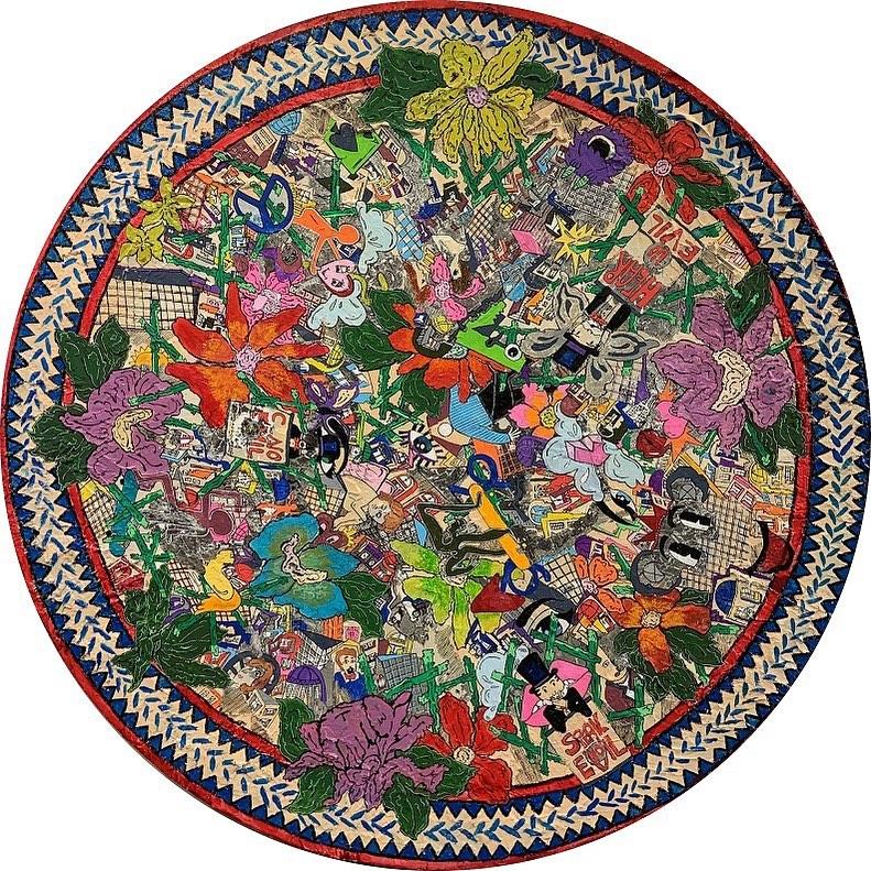 "Círculo de la vida" Cuadro abstracto 39" x 39" pulgadas by Kinda Adly