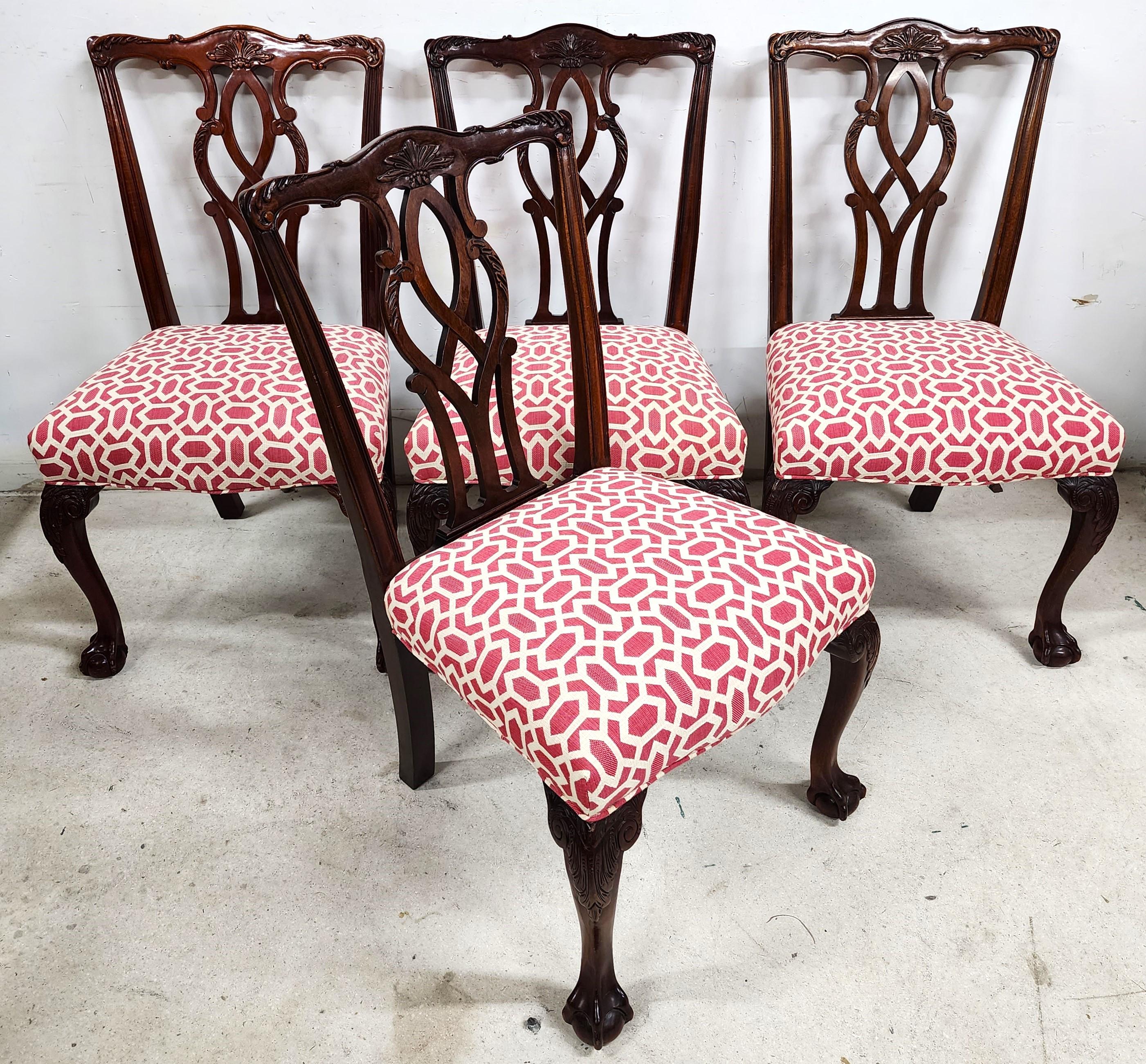 For FULL item description click on CONTINUE READING at the bottom of this page.

Offering One Of Our Recent Palm Beach Estate Fine Furniture Acquisitions Of A 
Set of 6 Kindel Chippendale Ball & Claw Dining Chairs Model 76-076

Coloration: Fabric is