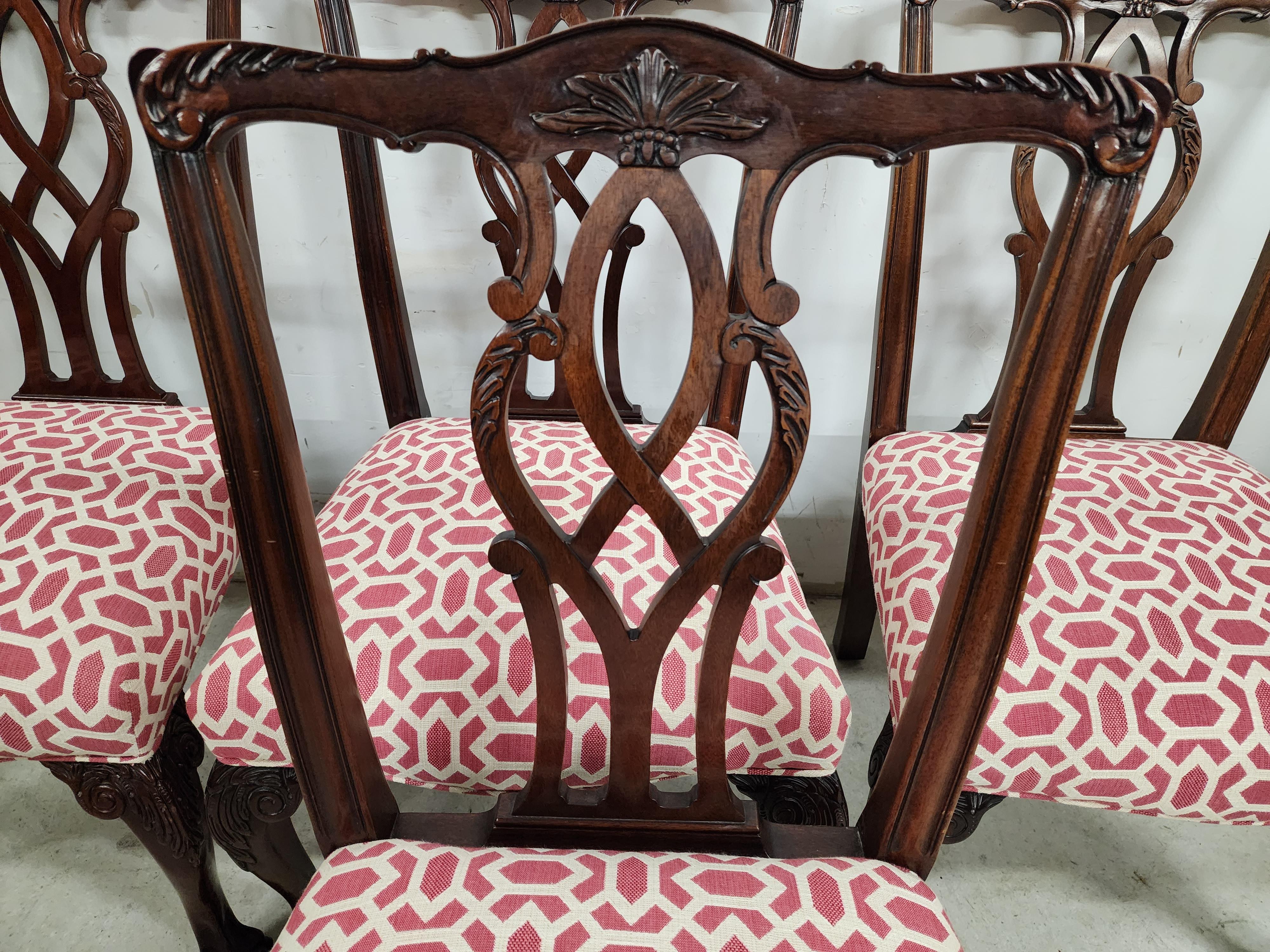 Cotton Kindel Chippendale Dining Chairs  For Sale