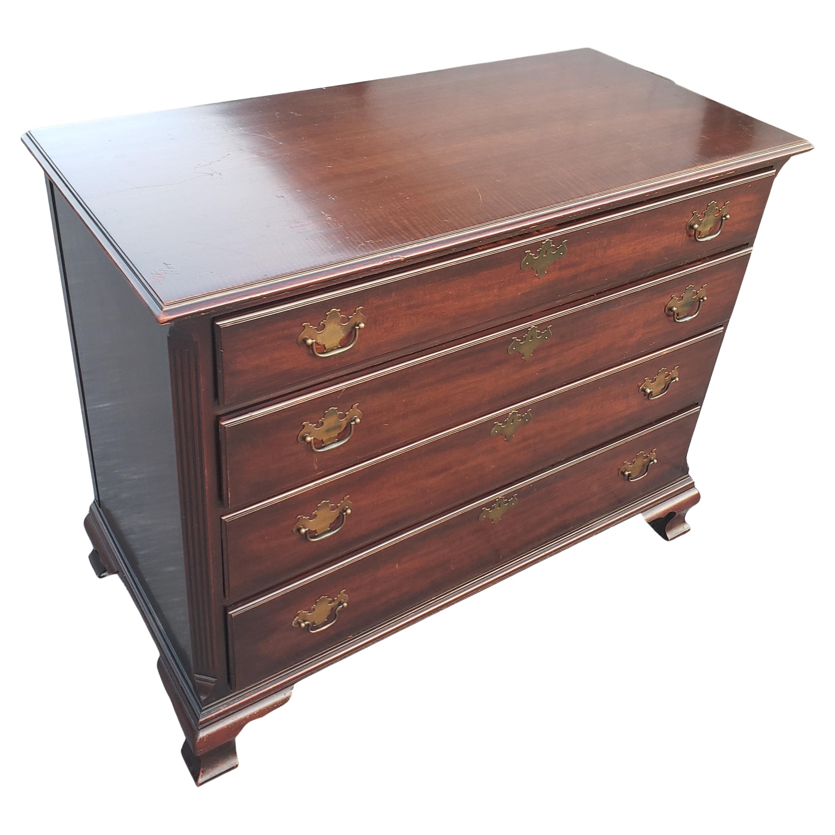 Brass Kindel Chippendale Mahogany Chest of Drawers Commodes For Sale