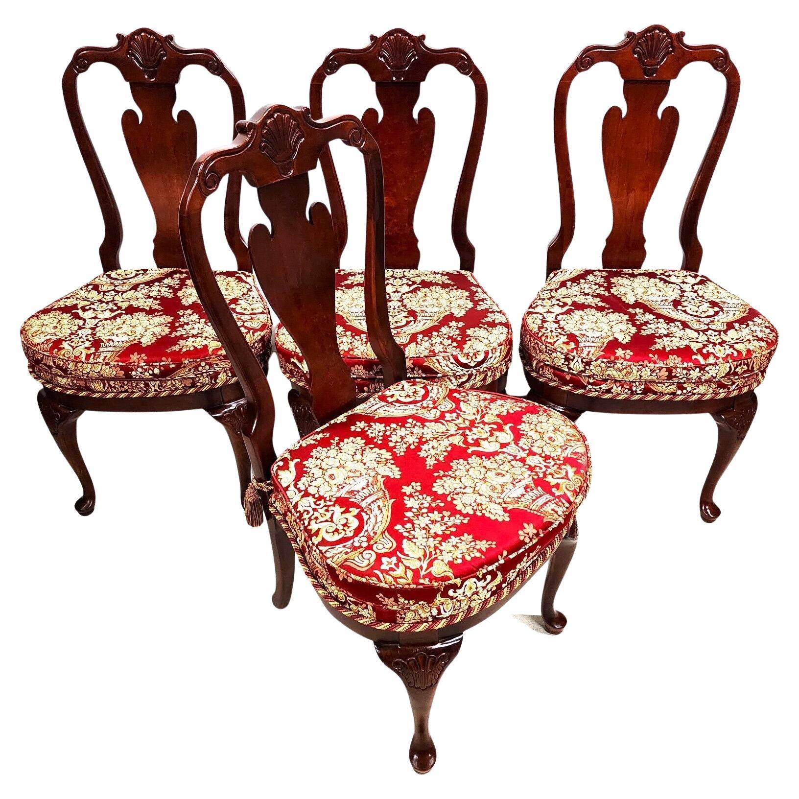 Kindel Dining Chairs Queen Anne Mahogany Reversible Washable Cushions For Sale