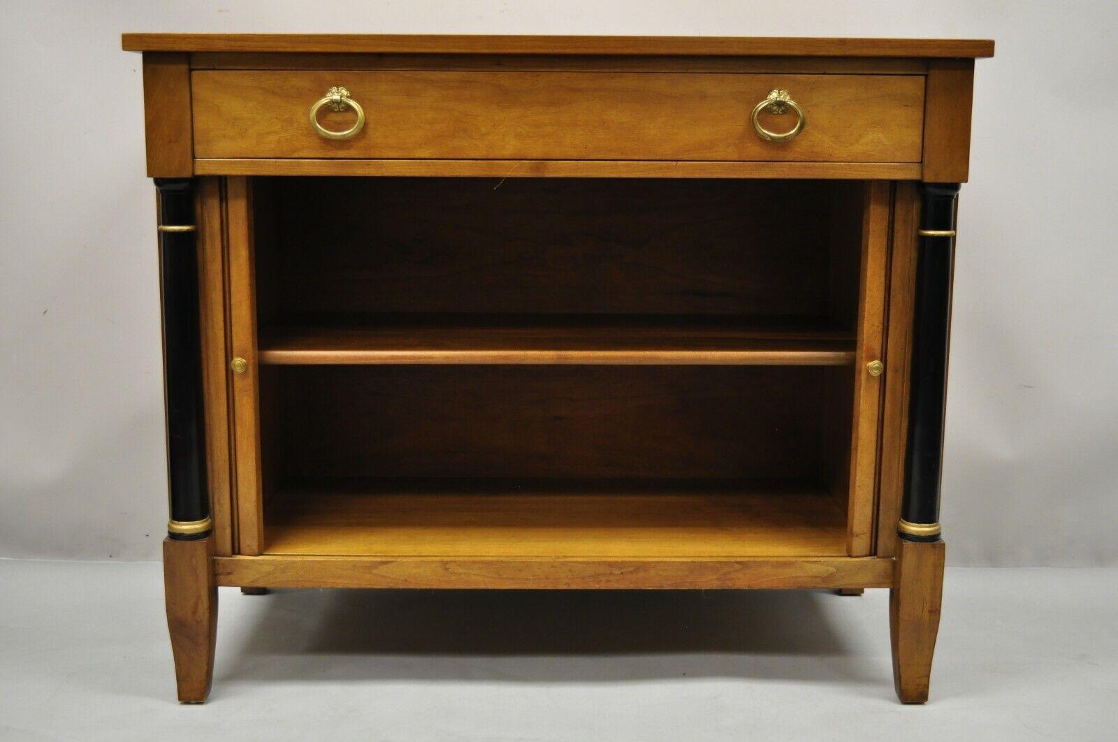American Kindel French Empire Cherry Tambour Door Server Cabinet Console Table