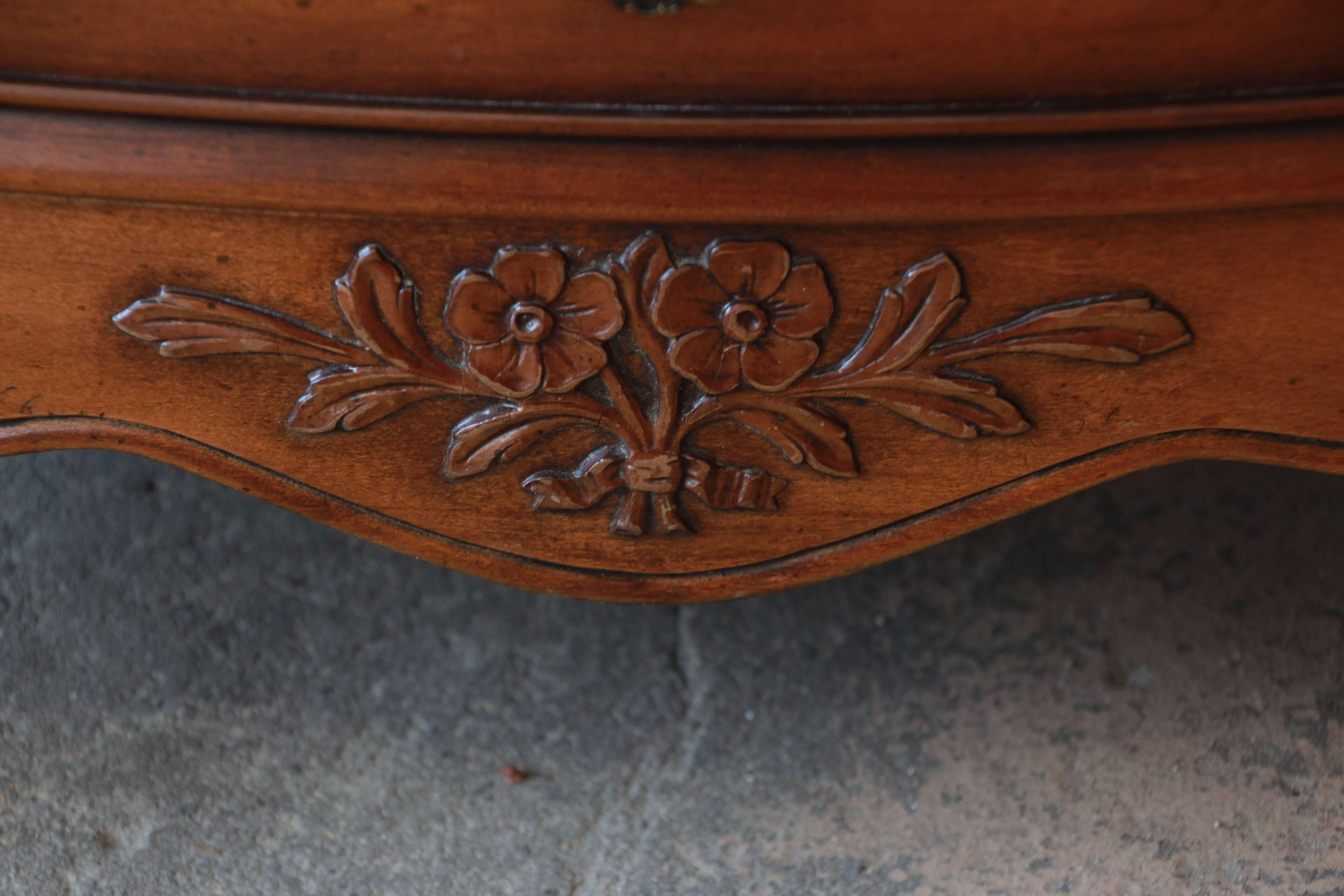 Fruitwood Kindel French Provincial Three-Drawer Nightstands or Small Chests, Pair