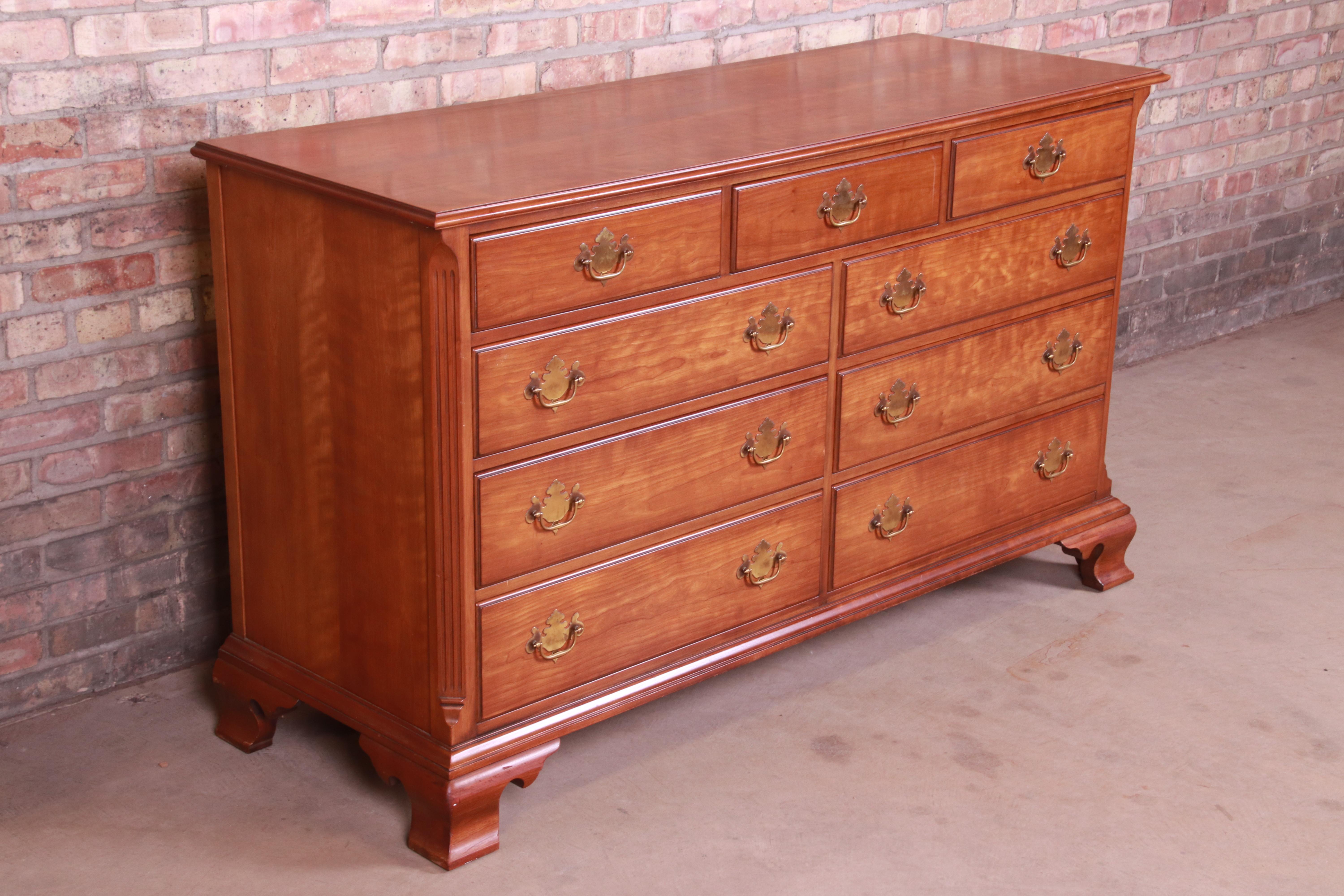 20th Century Kindel Furniture American Chippendale Solid Cherry Wood Dresser or Credenza