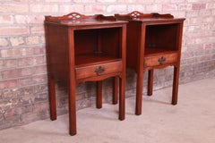 Kindel Furniture American Colonial Mahogany Nightstands, Pair