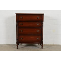 Kindel Furniture American Empire Carved Mahogany Four-Drawer Highboy Dresser