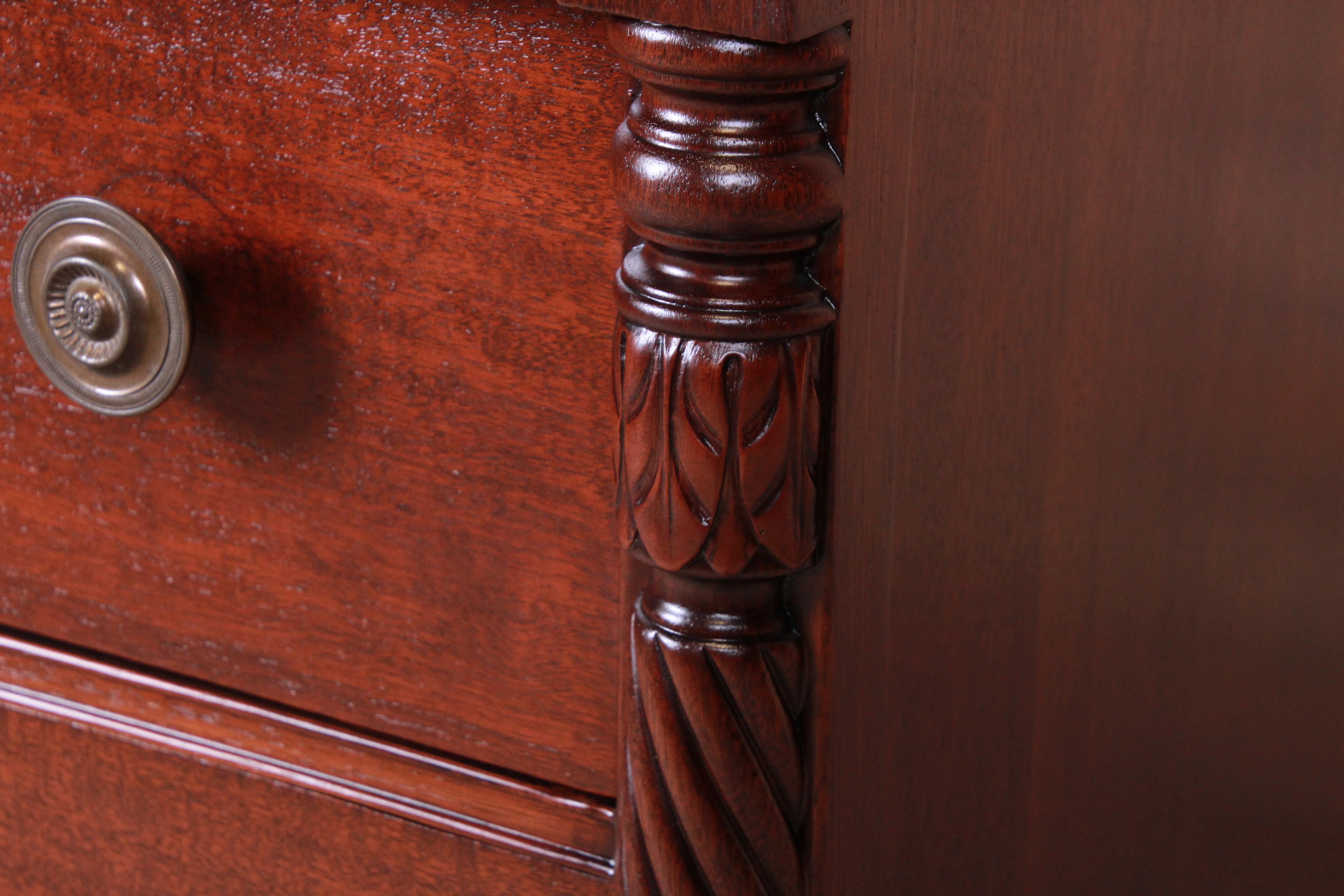 Kindel Furniture American Empire Carved Mahogany Highboy Dresser, Newly Restored 6