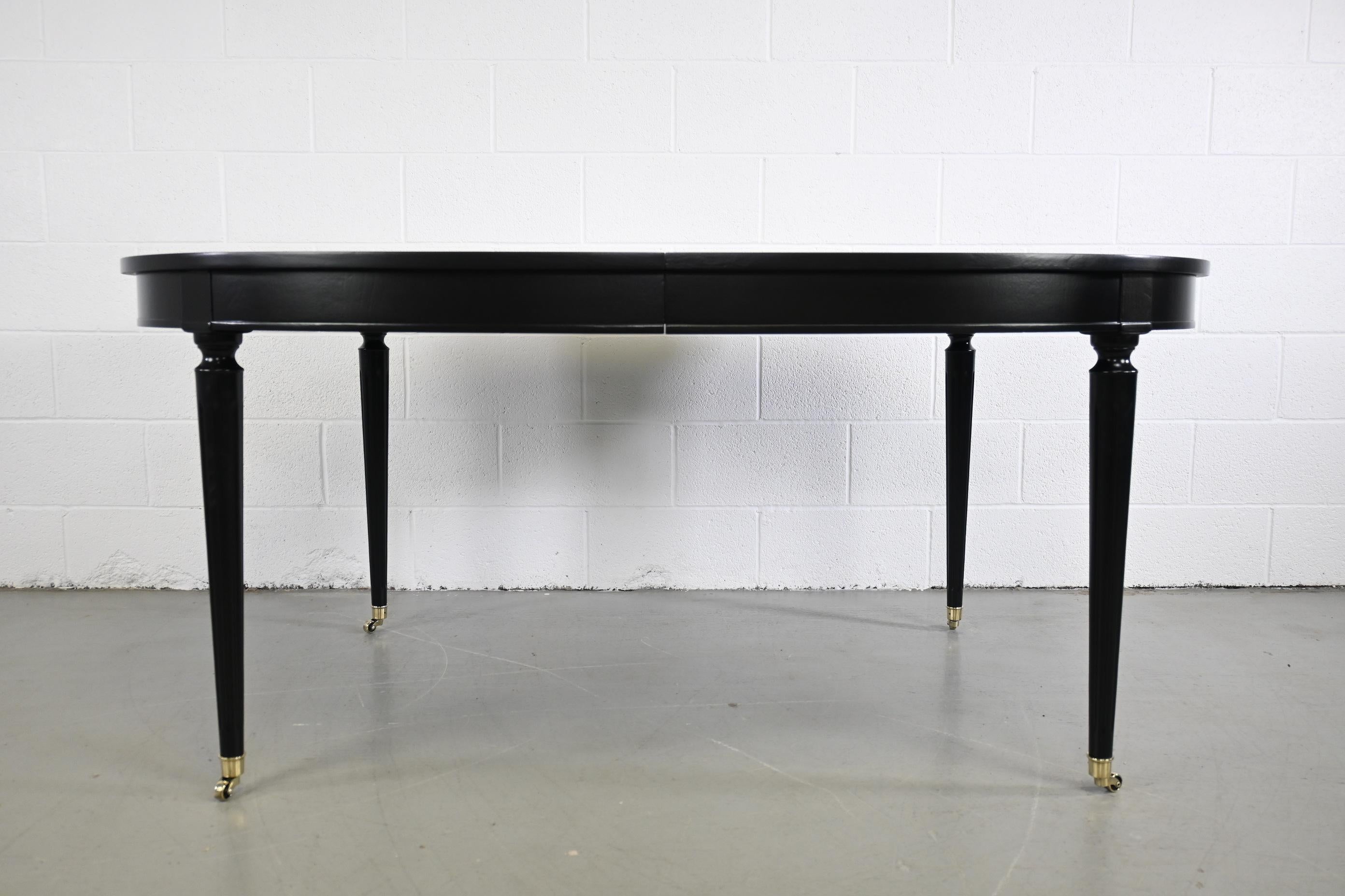 Kindel Furniture Black Lacquered French Regency Extension Dining Table 4