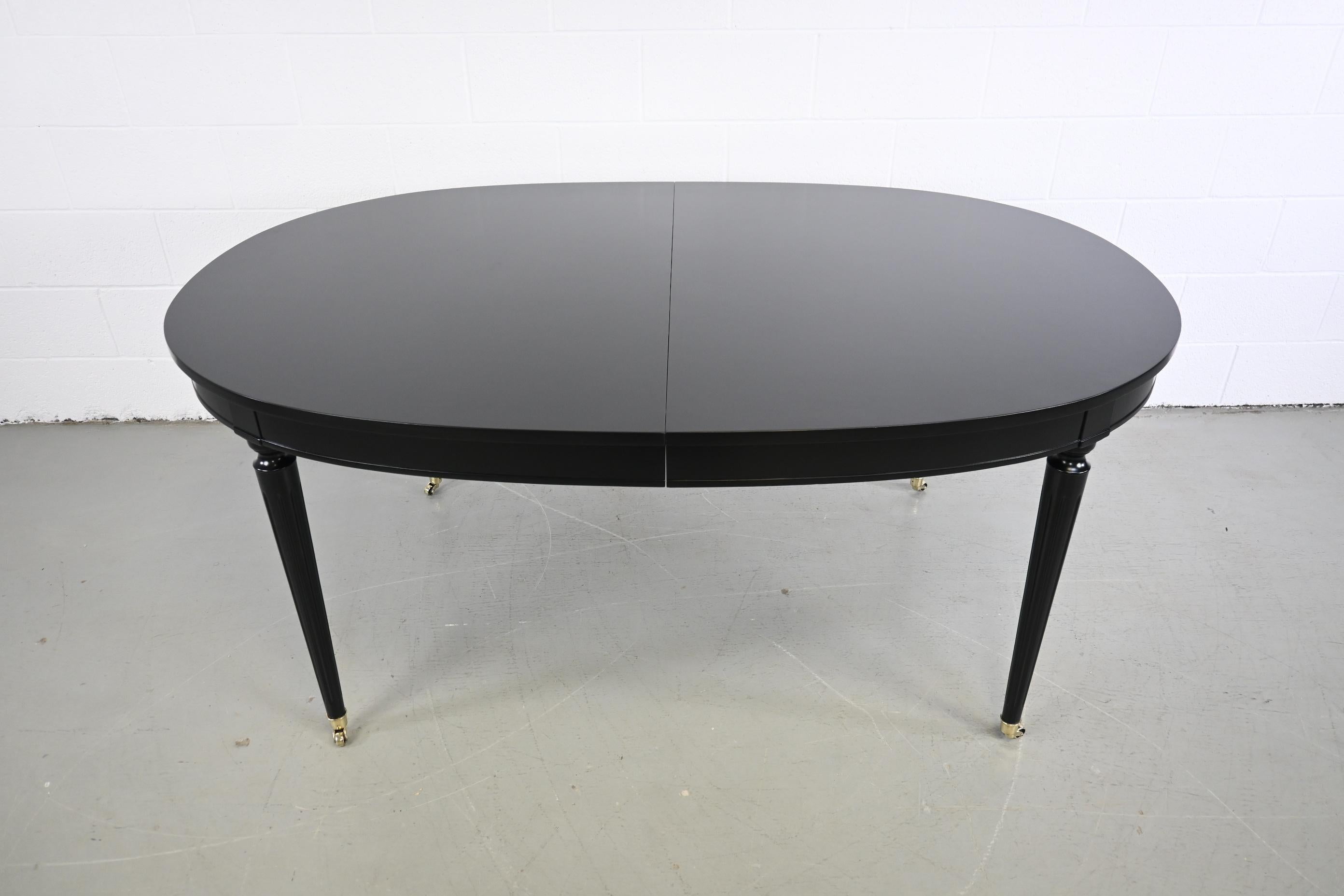Kindel Furniture Black Lacquered French Regency Extension Dining Table 8