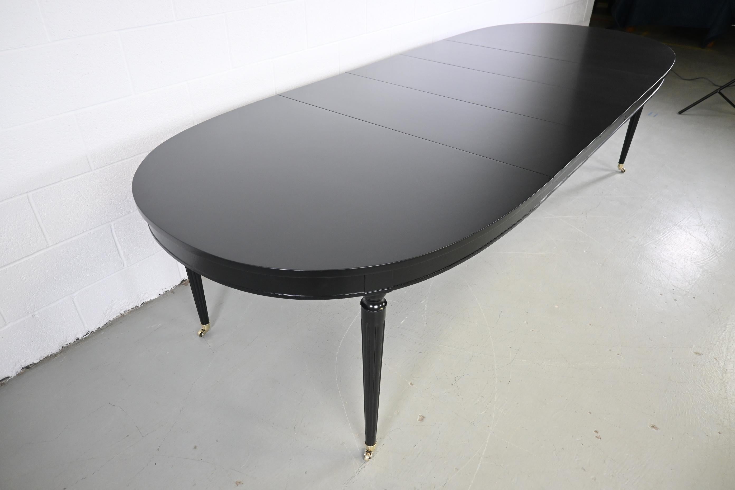 American Kindel Furniture Black Lacquered French Regency Extension Dining Table