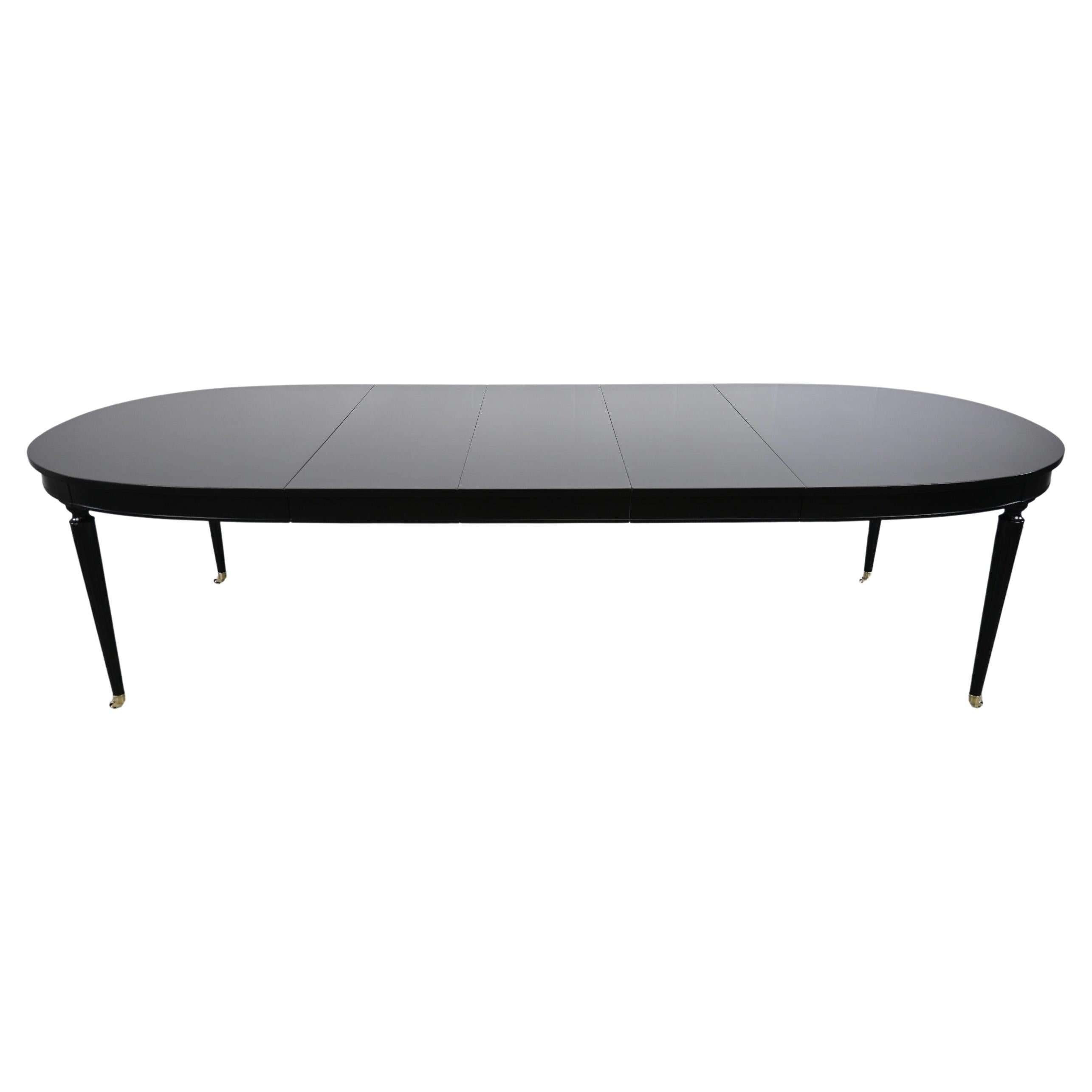 Kindel Furniture Black Lacquered French Regency Extension Dining Table