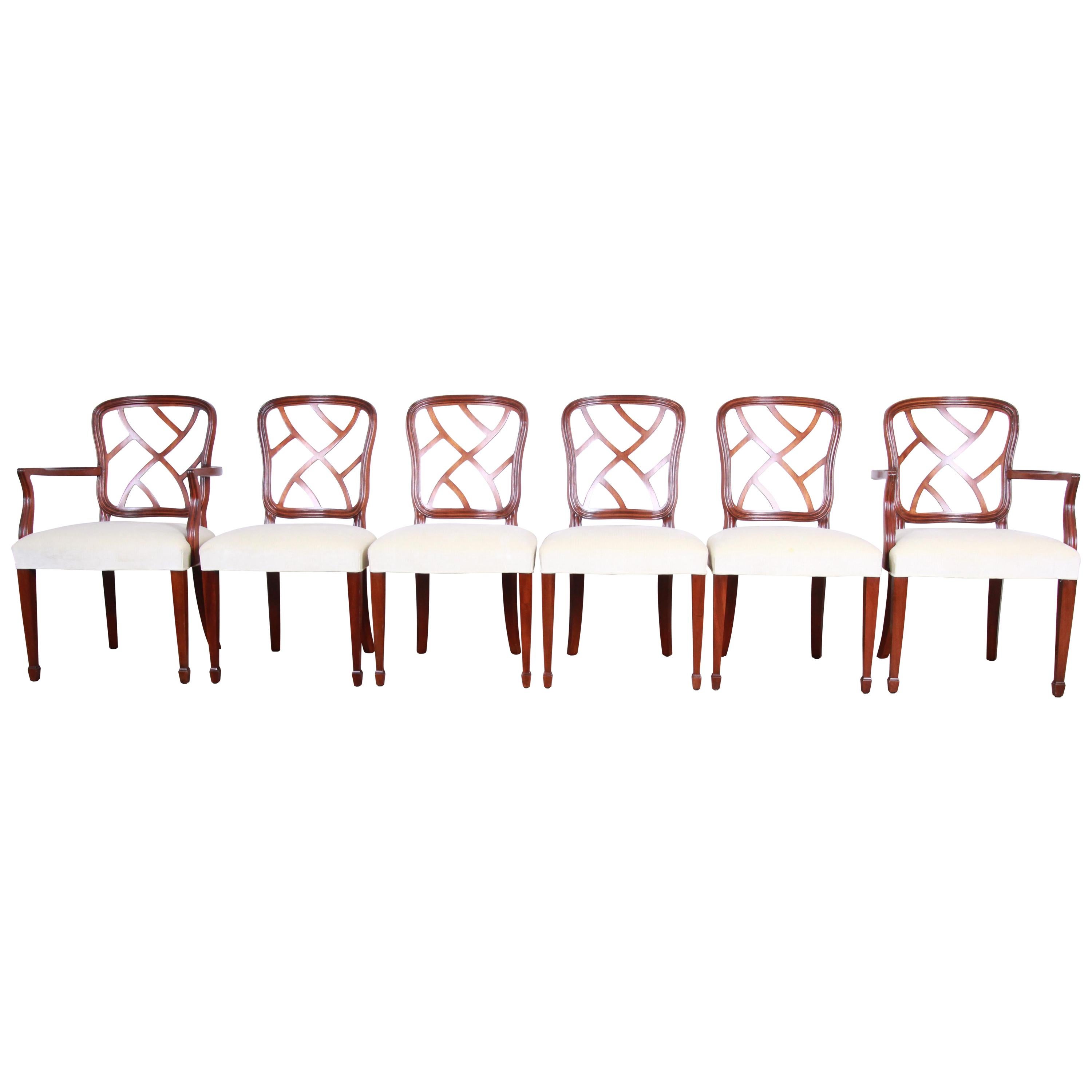 Kindel Furniture Carved Mahogany Formal Dining Chairs, Set of Six
