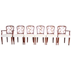 Used Kindel Furniture Carved Mahogany Formal Dining Chairs, Set of Six